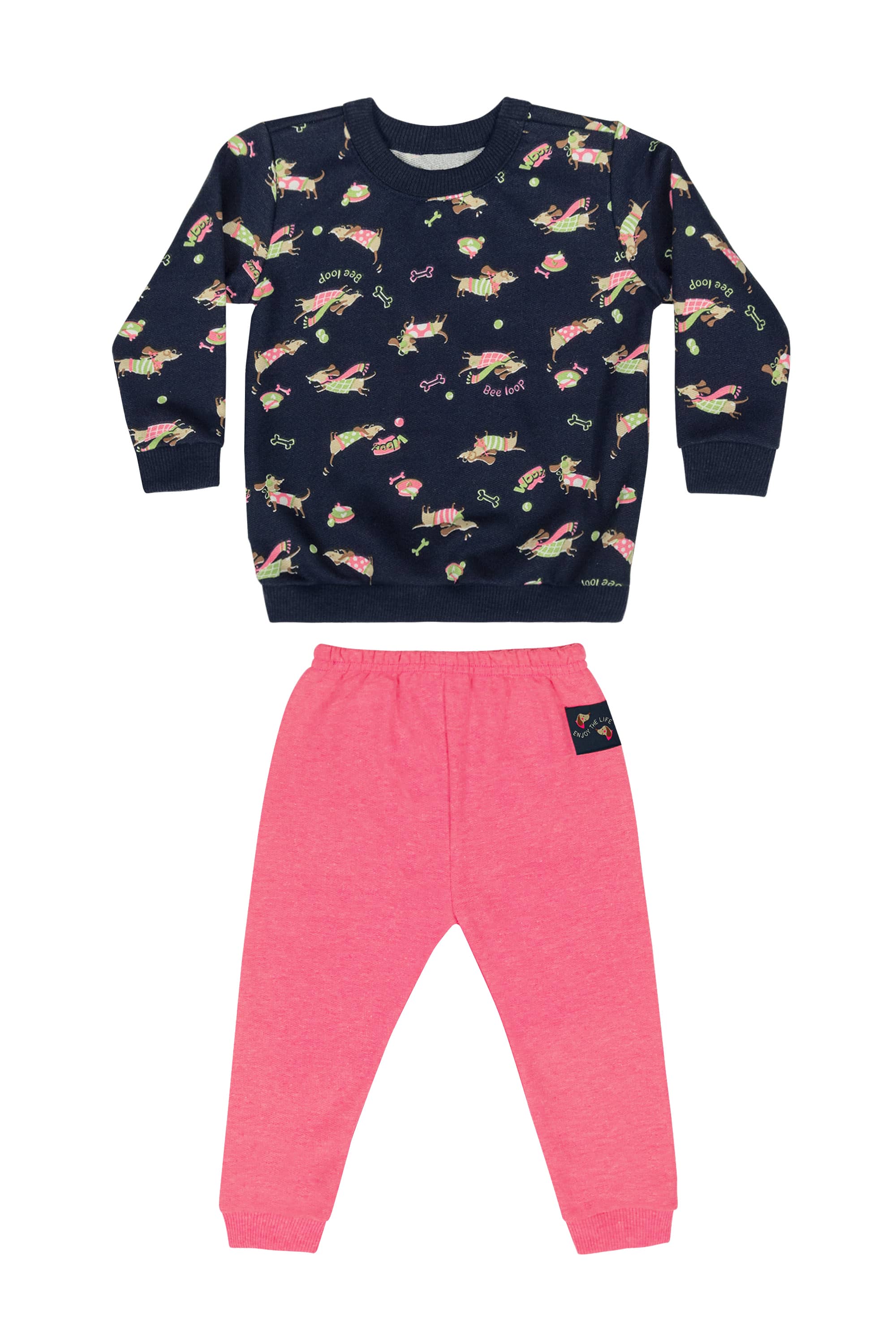 Conjunto Blusão e Calça Bebê Menina (Azul Marinho) Bee Loop - Imagem 2