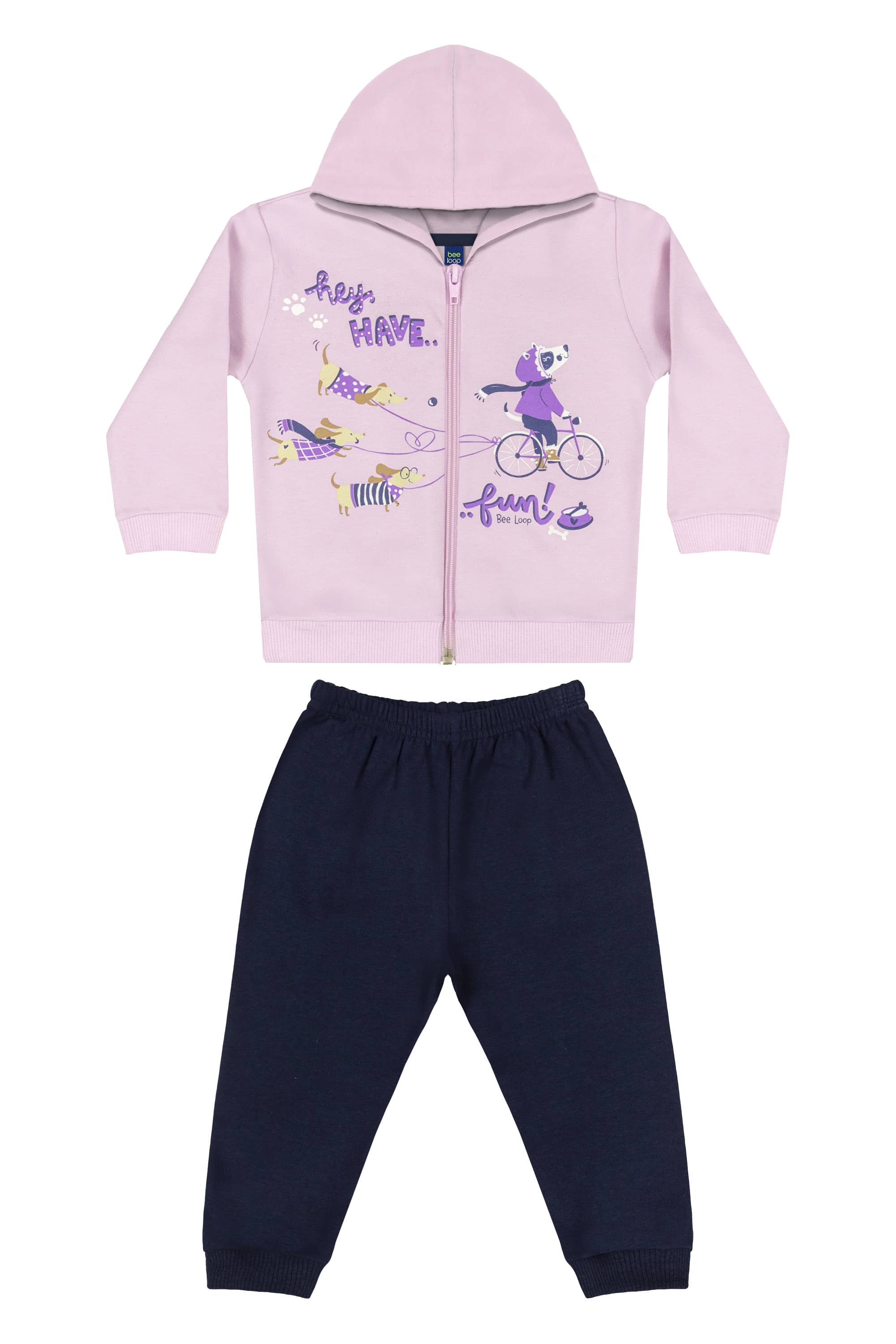 Conjunto Jaqueta e Calça Bebê Menina (Roxo) Bee Loop