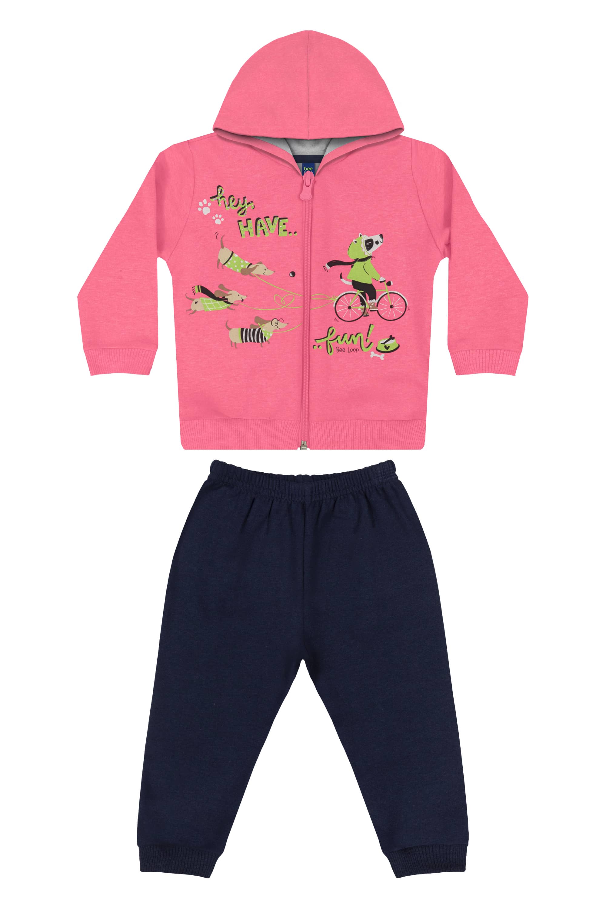 Conjunto Jaqueta e Calça Bebê Menina (Rosa) Bee Loop - Imagem 2