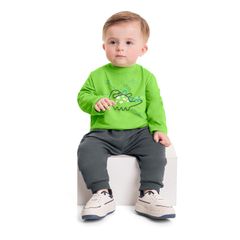 Conjunto-Camiseta-e-Calca-Bebe-Menino--Verde--Bee-Loop