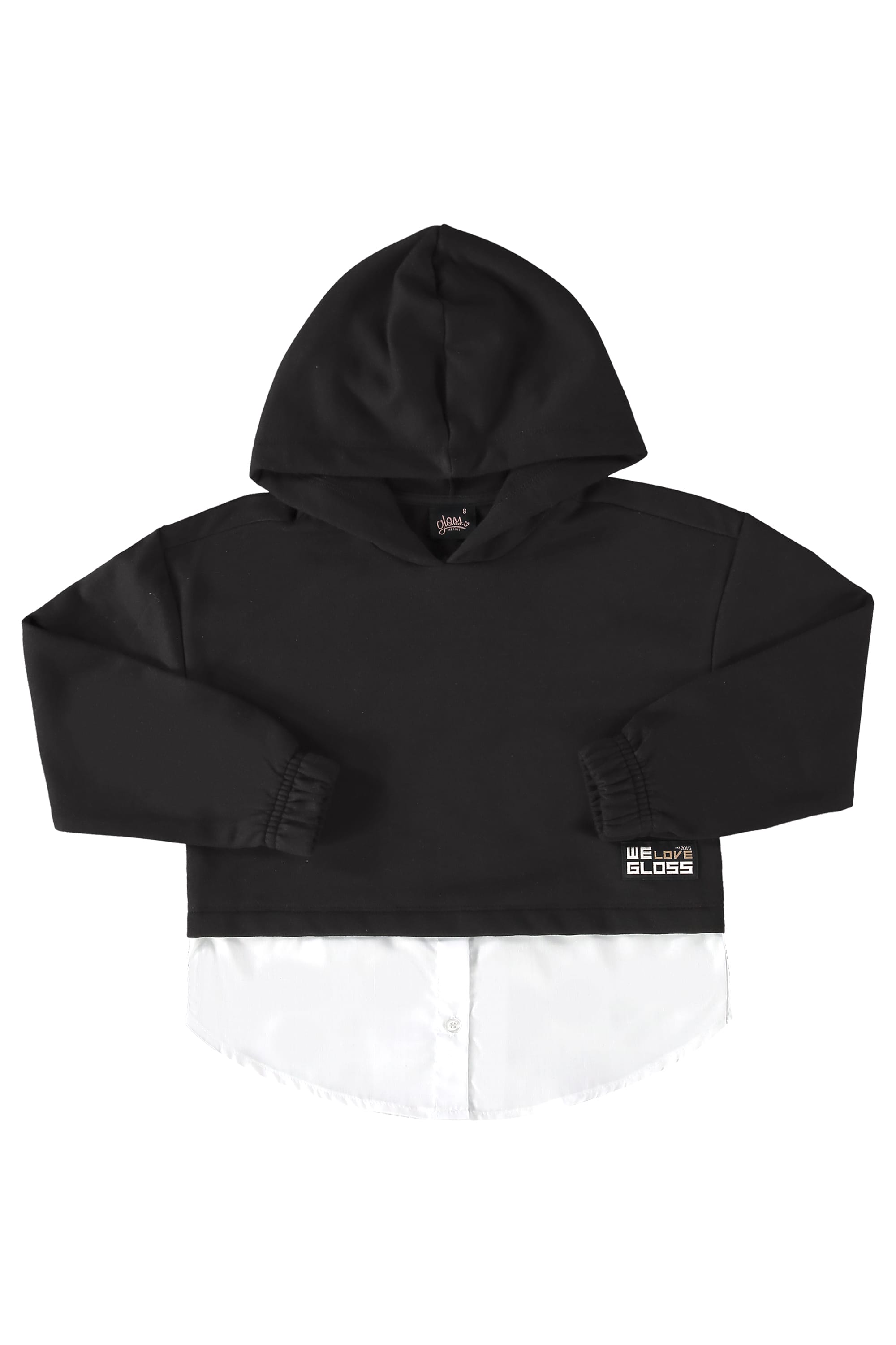 Blusão em Moletom e Tricoline Juvenil (Preto) Gloss - Imagem 2