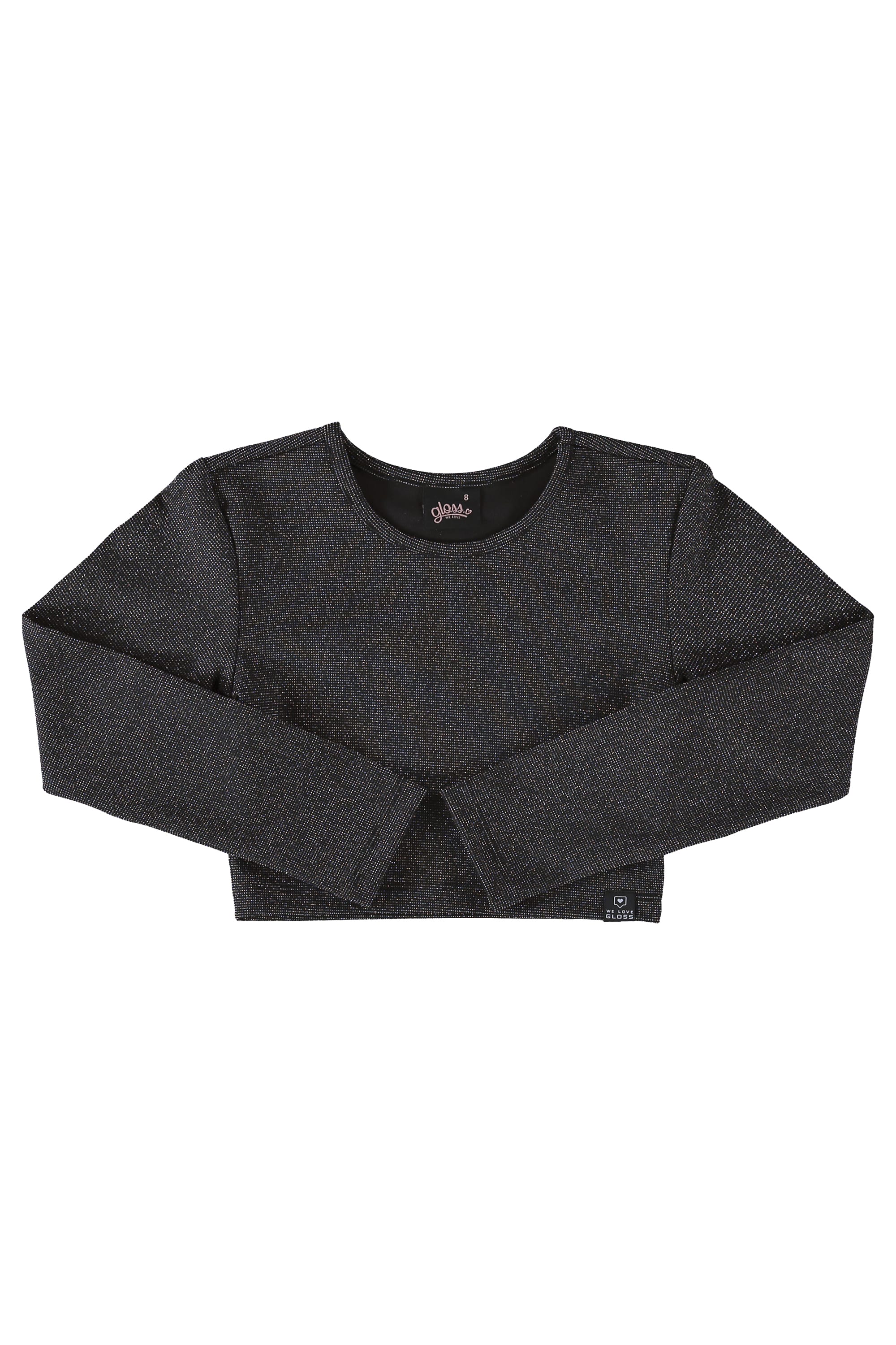 Blusa Cropped em Malha com Lurex Juvenil (Preto) Gloss - Imagem 2