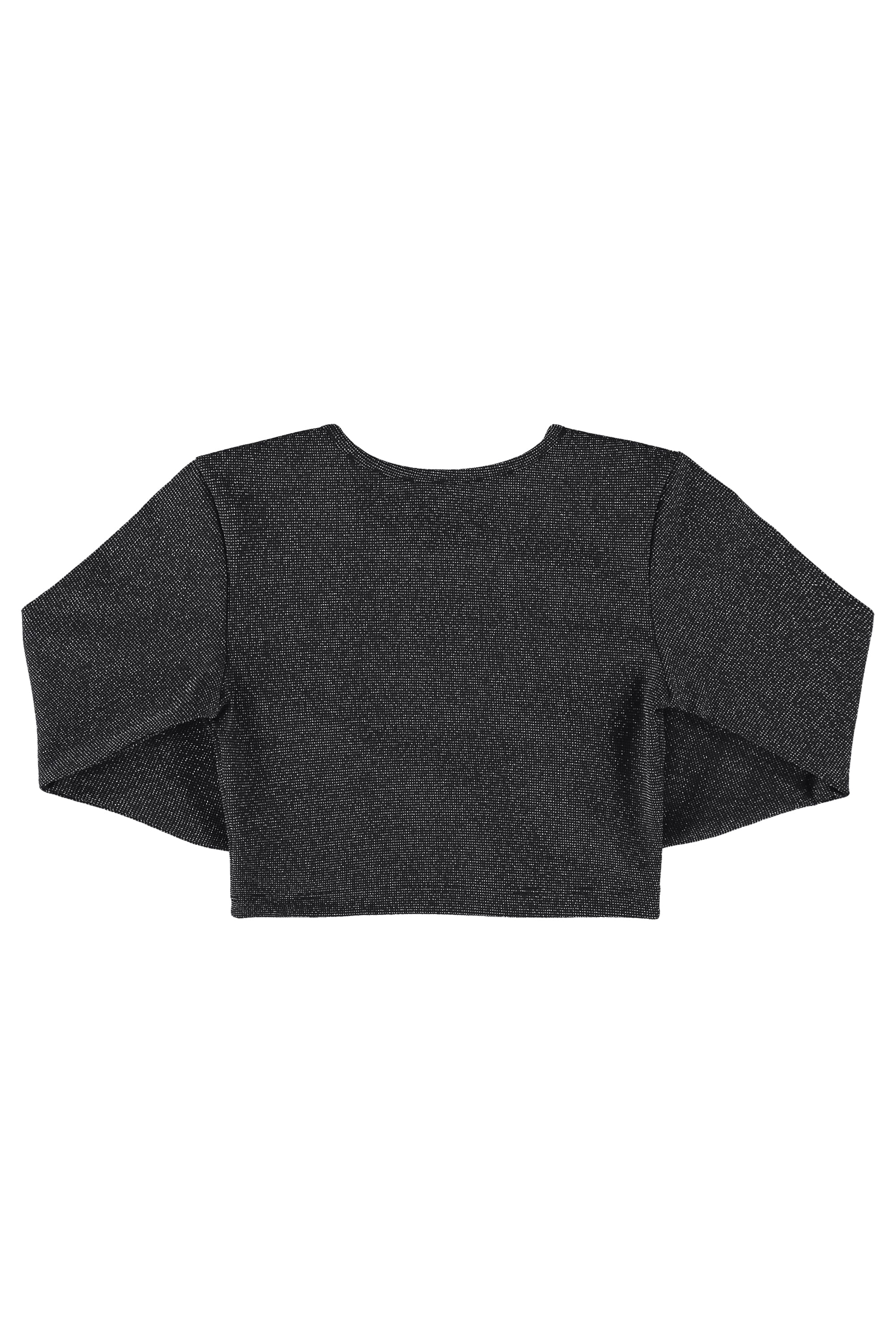 Blusa Cropped em Malha com Lurex Juvenil (Preto) Gloss - Imagem 3