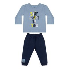 Conjunto-Camiseta-e-Calca-Bebe-Menino--Azul--Bee-Loop