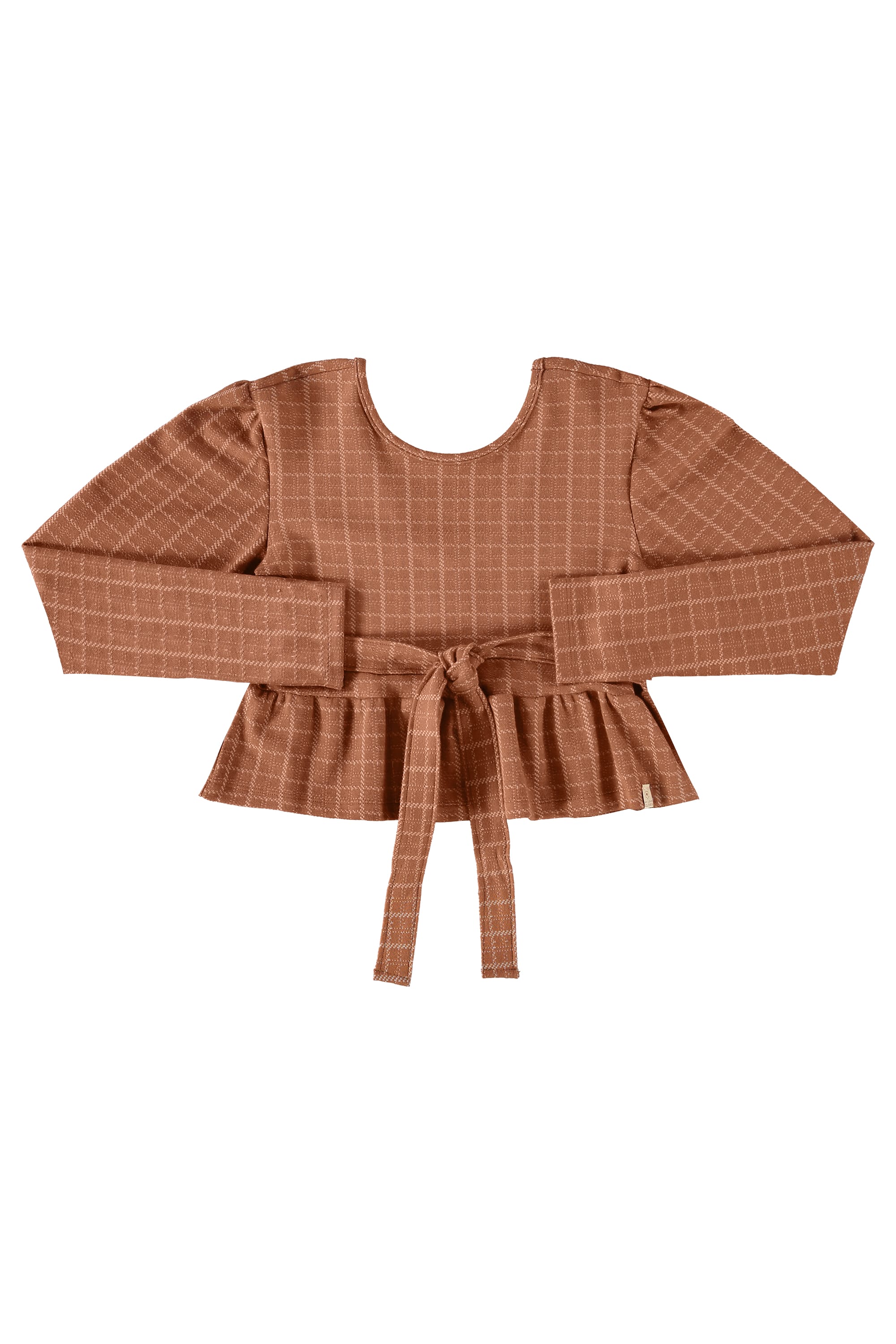 Blusa Cropped Xadrez em Jacquard Juvenil (Marrom) Gloss - Imagem 2