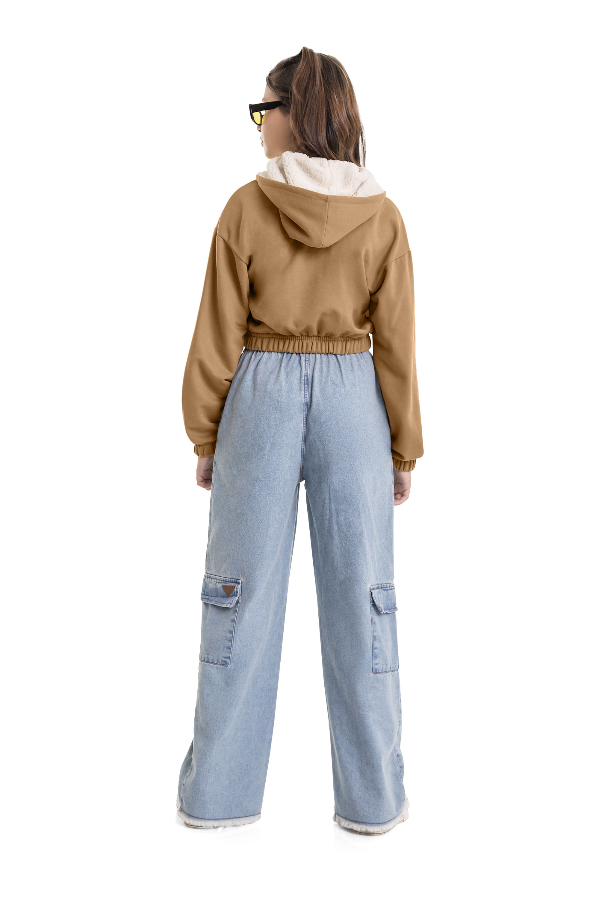 Jaqueta em Moletom e Pelo Juvenil (Marrom) Gloss - Imagem 5