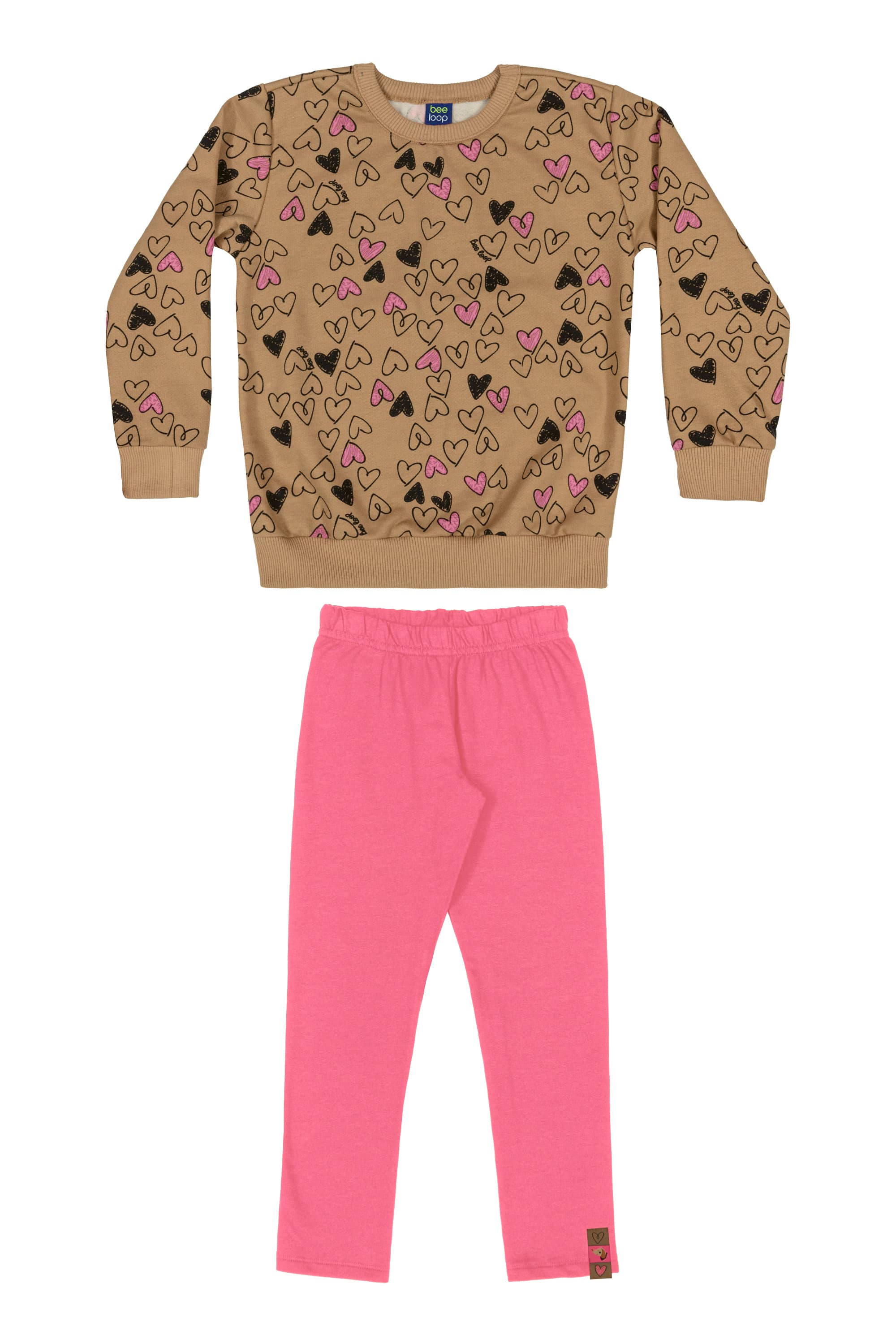 Conjunto Blusão e Legging Infantil Menina (Marrom) Bee Loop - Imagem 2