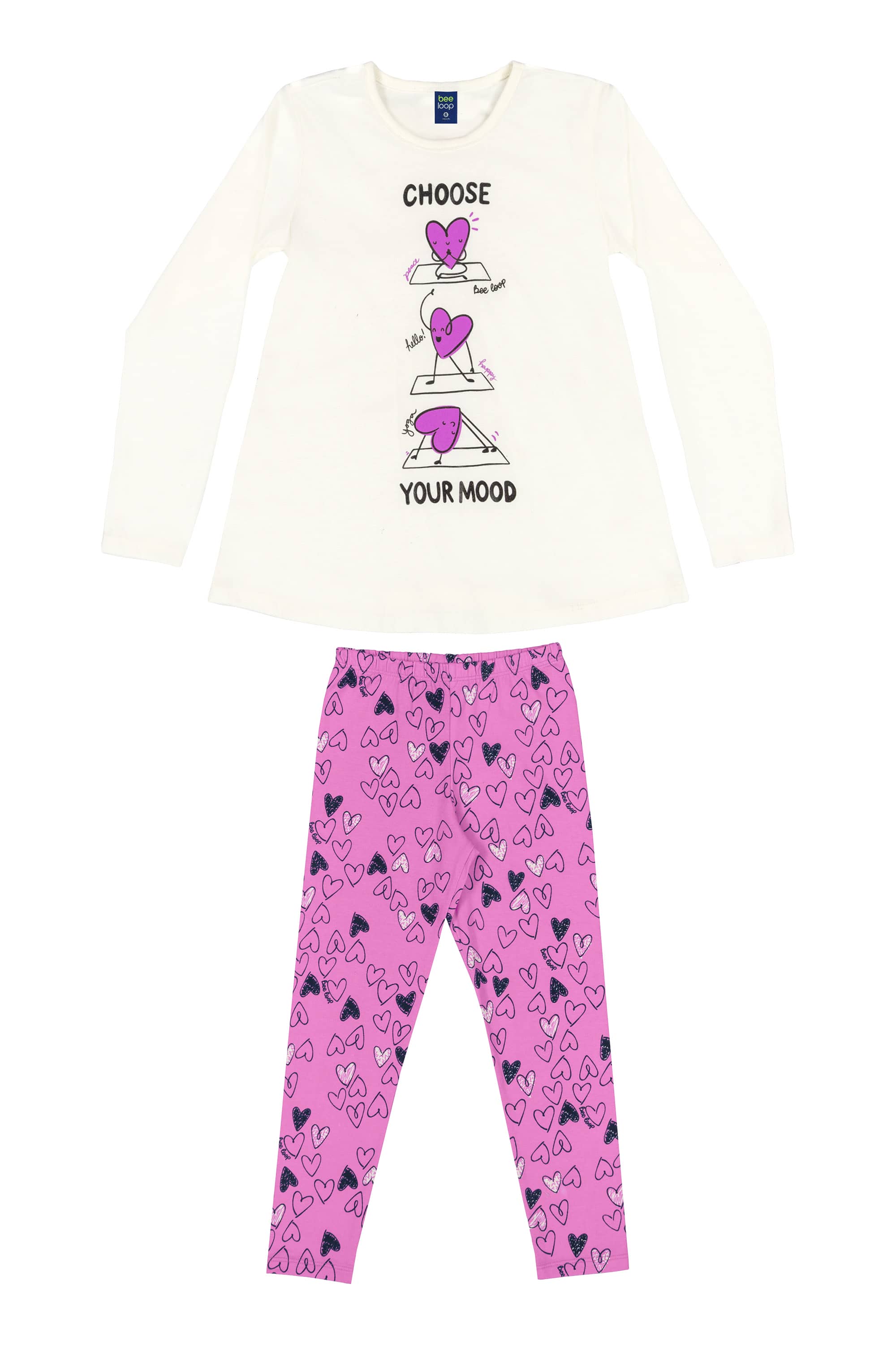 Conjunto Blusa e Calça Infantil Menina (Off White) Bee Loop