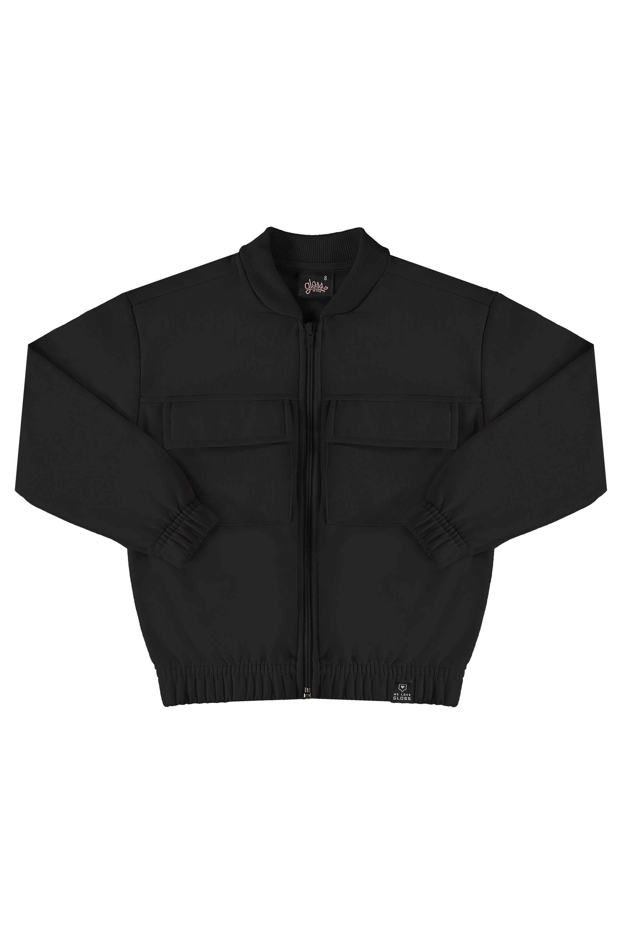 Jaqueta Básica em Moletom Juvenil (Preto) Gloss