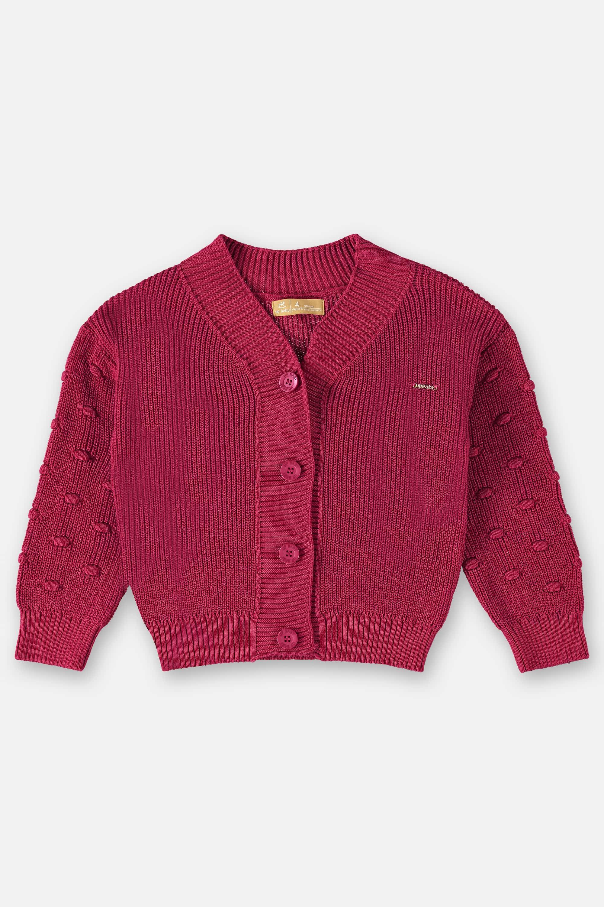 Casaco em Tricô Infantil para Meninas (Rosa) Up Baby - Imagem 3
