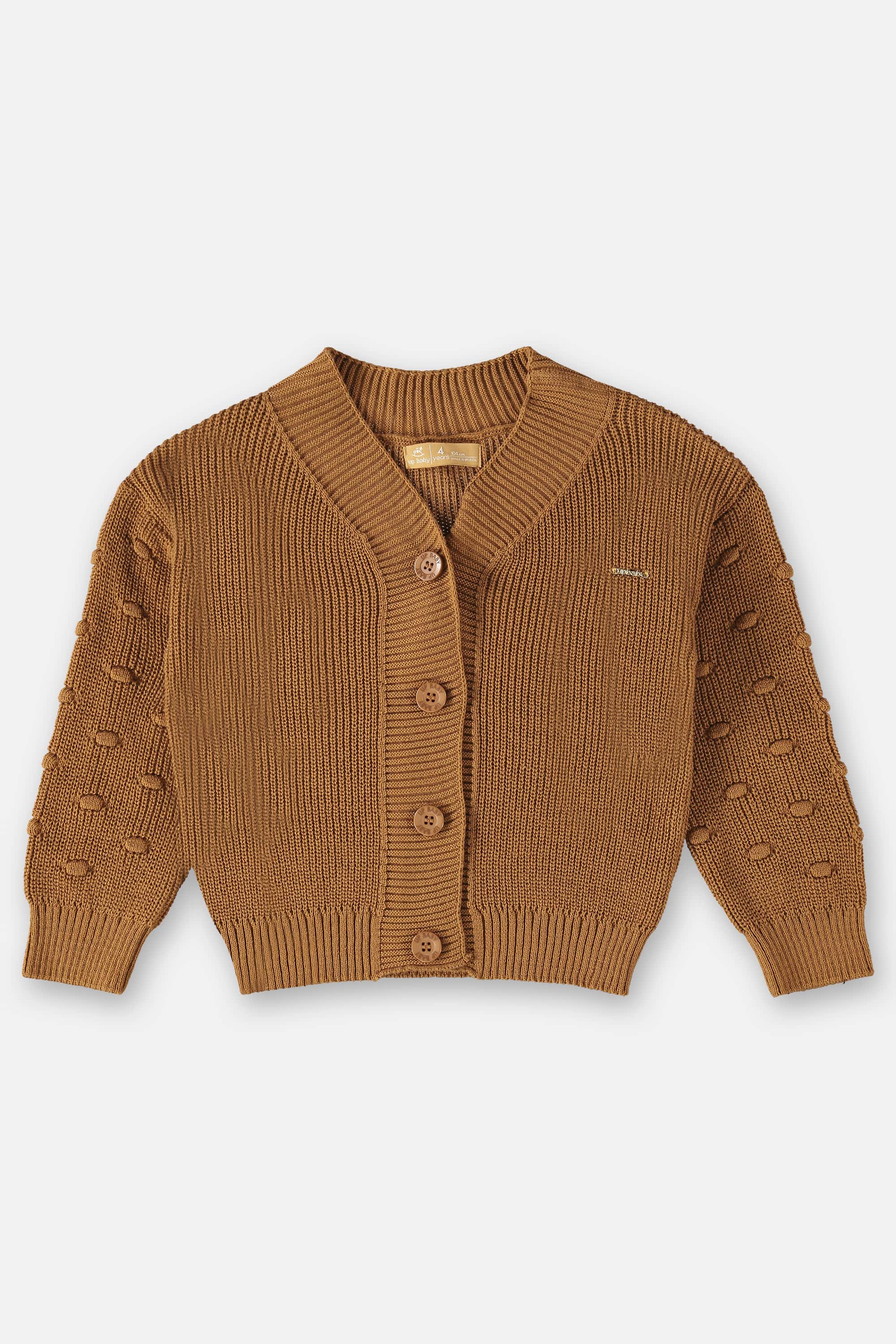 Casaco em Tricô Infantil para Meninas (Marrom) Up Baby - Imagem 2