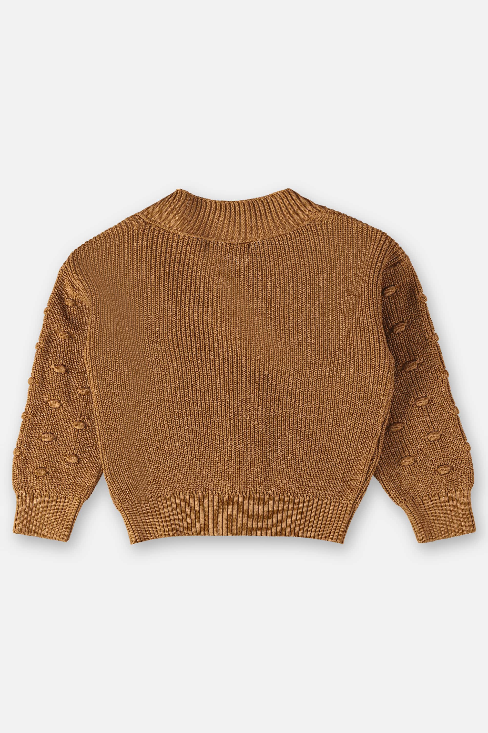Casaco em Tricô Infantil para Meninas (Marrom) Up Baby - Imagem 3