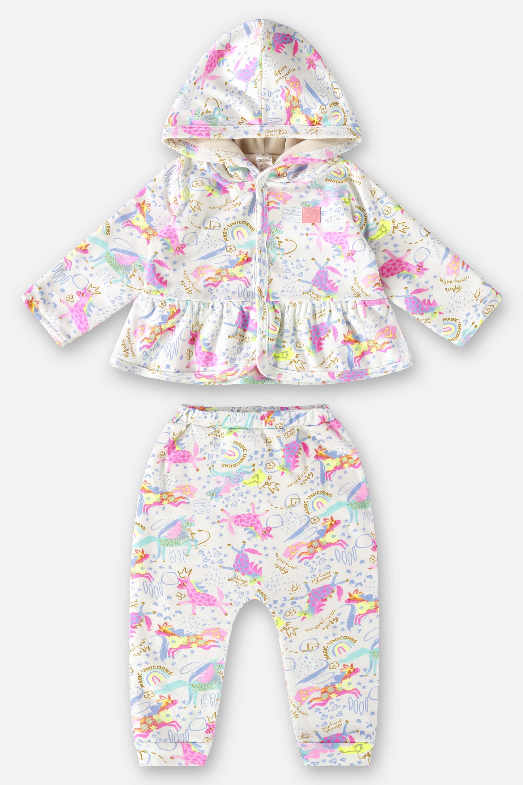 Conjunto Casaco e Calça em Suedine para Bebê Menina (Branco) Up Baby - Imagem 2