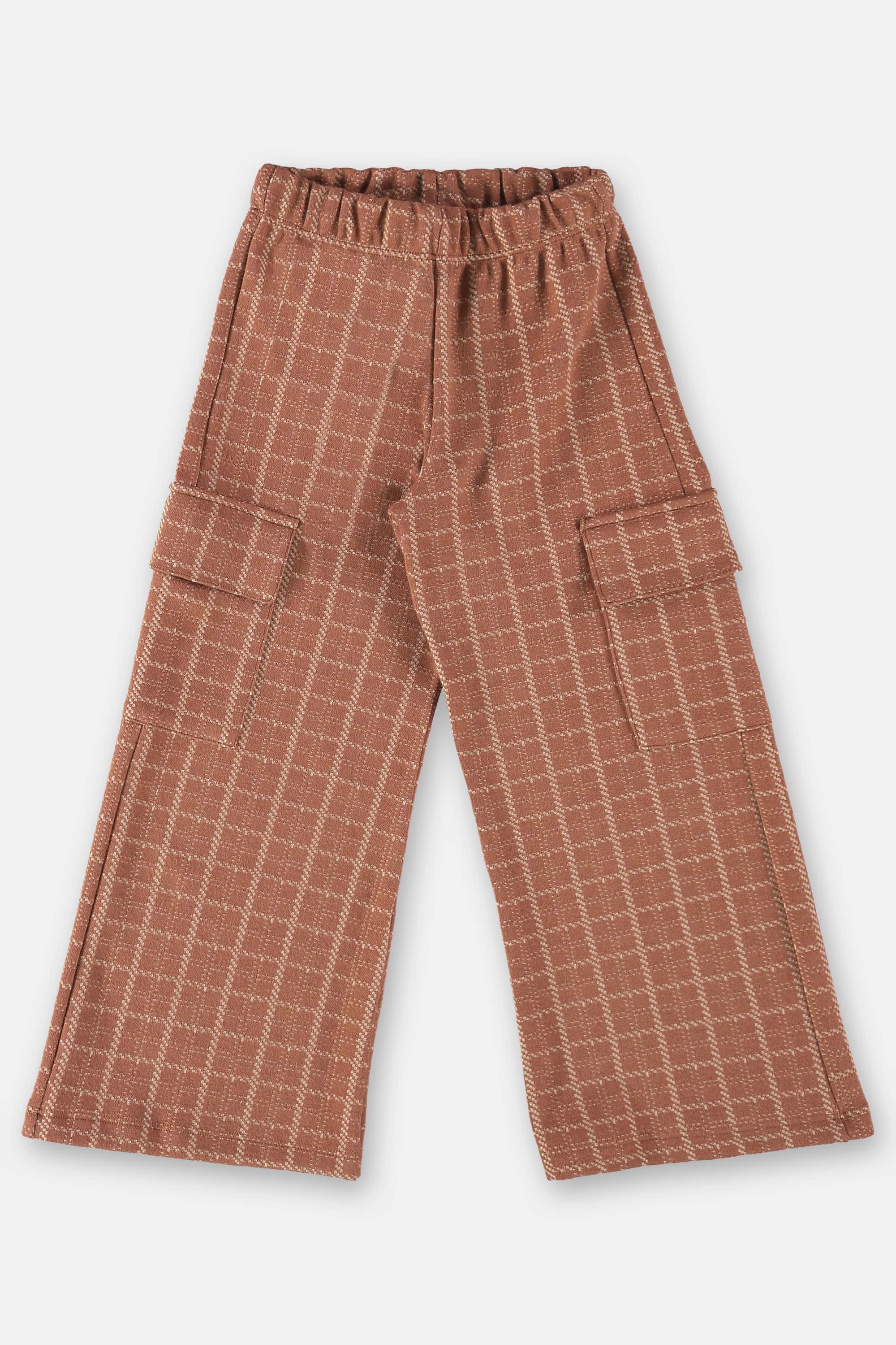 Conjunto Blusão e Calça em Jacquard Xadrez Infantil Menina (Marrom) Up Baby - Imagem 4
