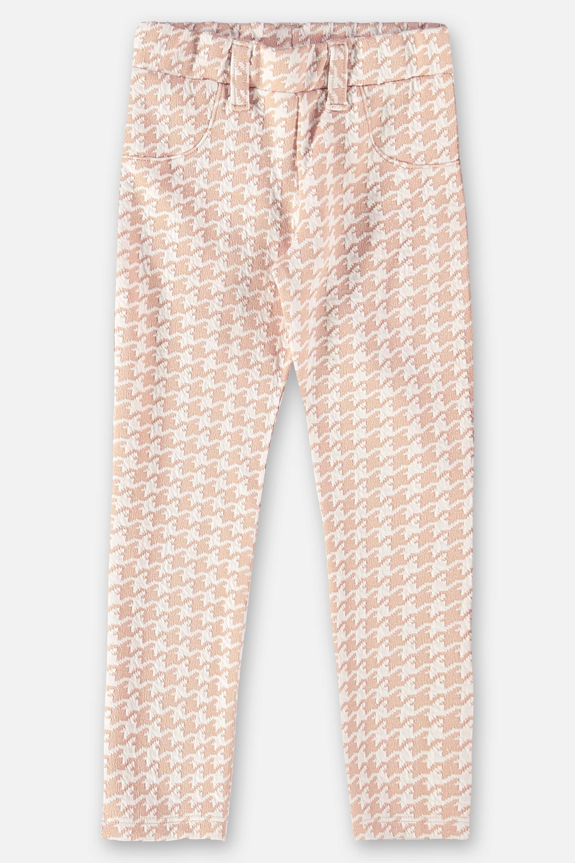 Calça em Malha Jacquard Xadrez Infantil Menina (Bege) Up Baby - Imagem 2