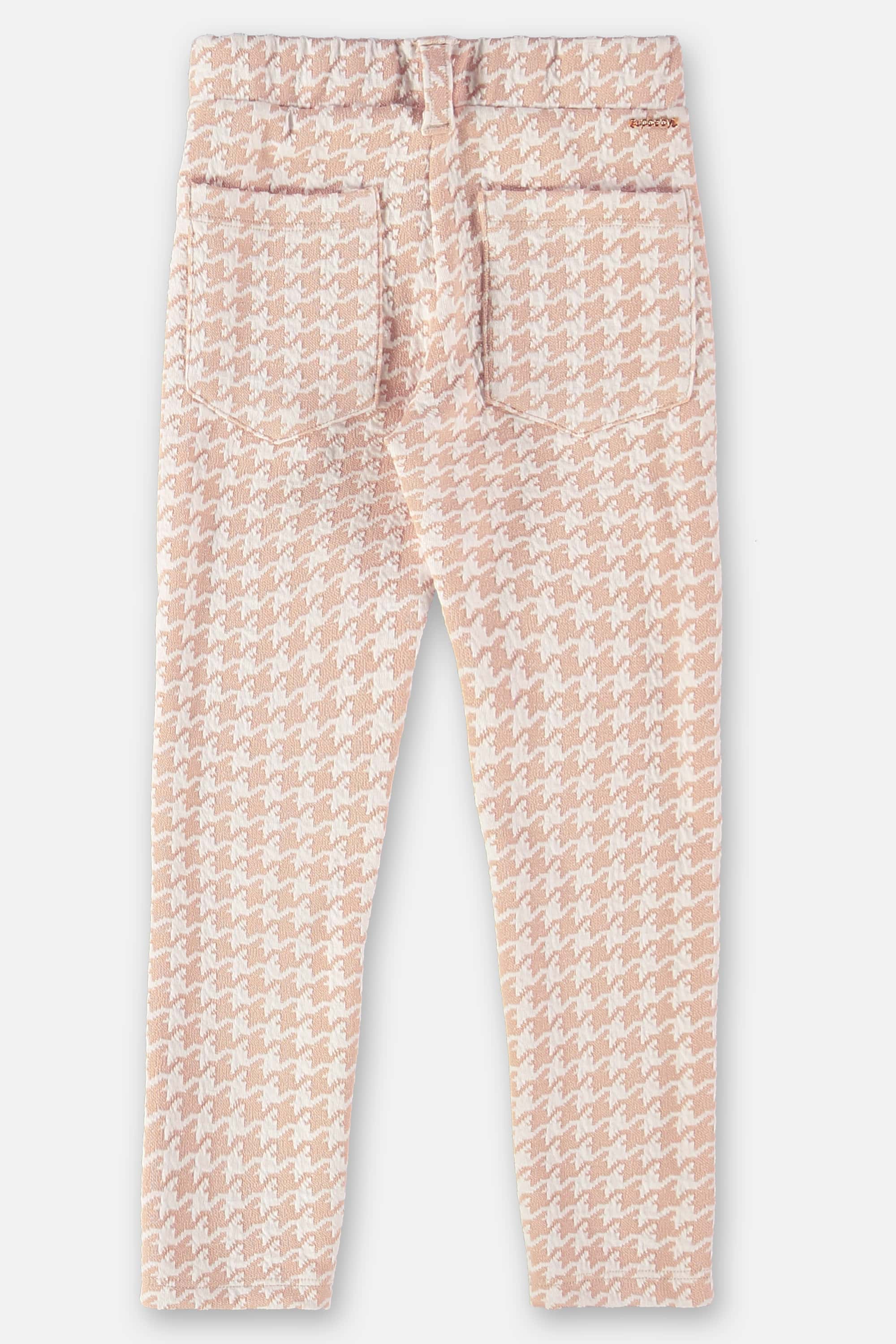 Calça em Malha Jacquard Xadrez Infantil Menina (Bege) Up Baby - Imagem 3