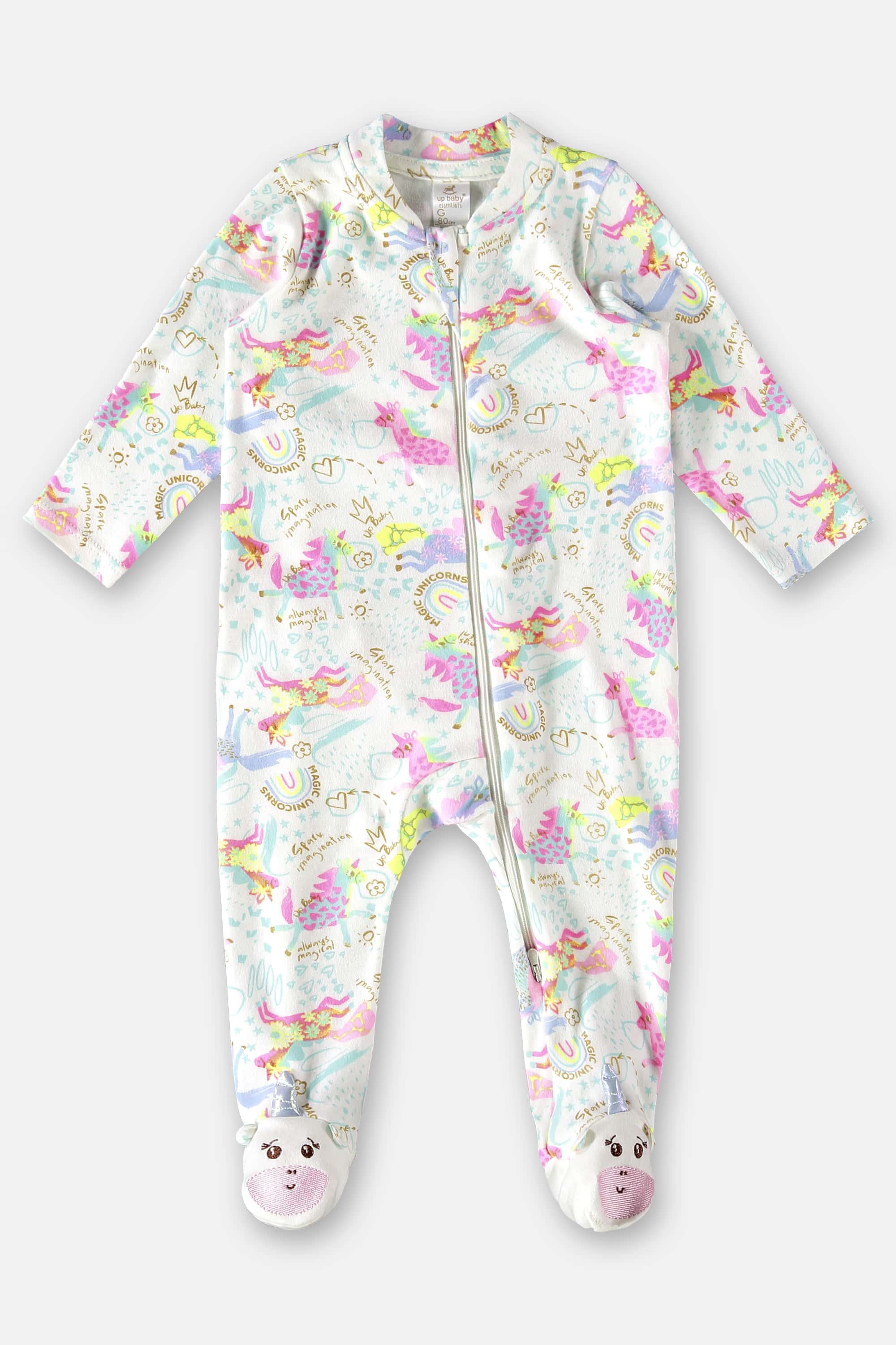 Macacão Estampado Bebê Menina (Off White) Up Baby - Imagem 2