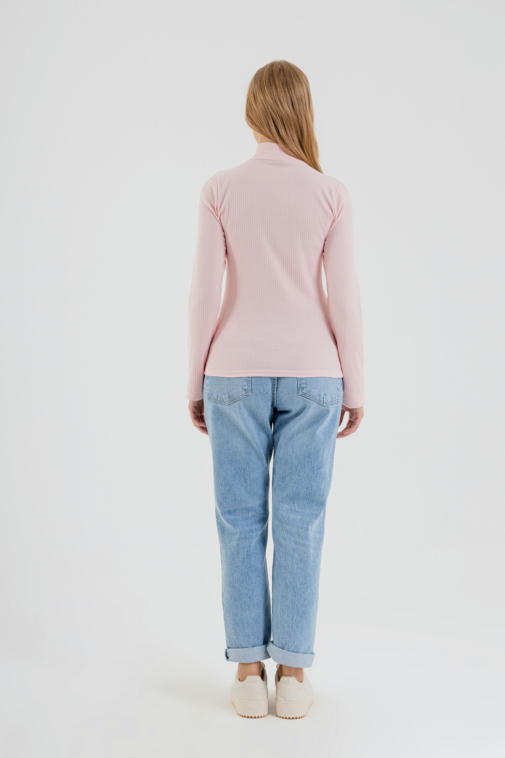 Blusa Básica Manga Longa Feminina Adulto (Rosa) Just Basic - Imagem 3