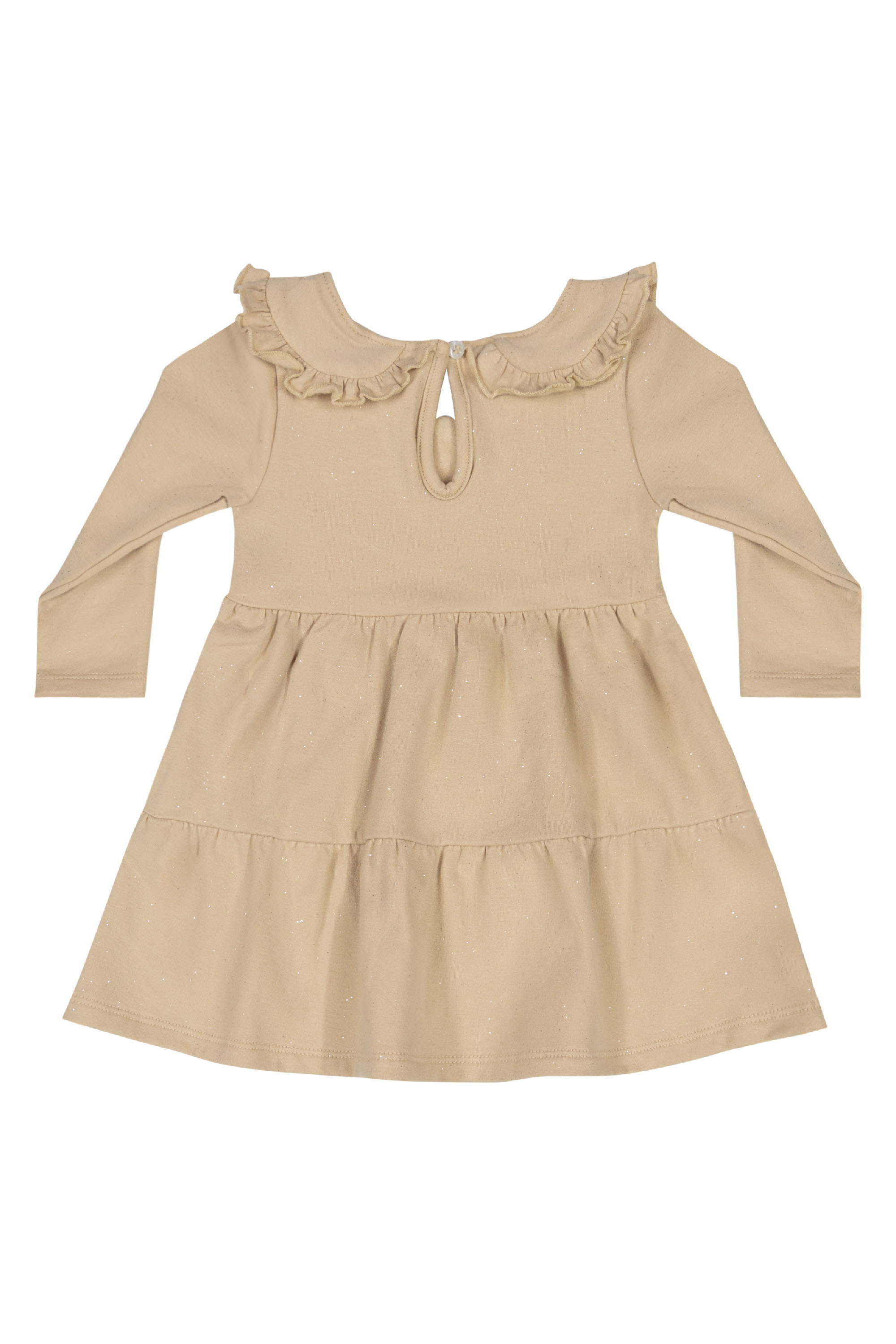 Vestido Manga Longa com Glitter para Bebê (Bege) Quimby - Imagem 4