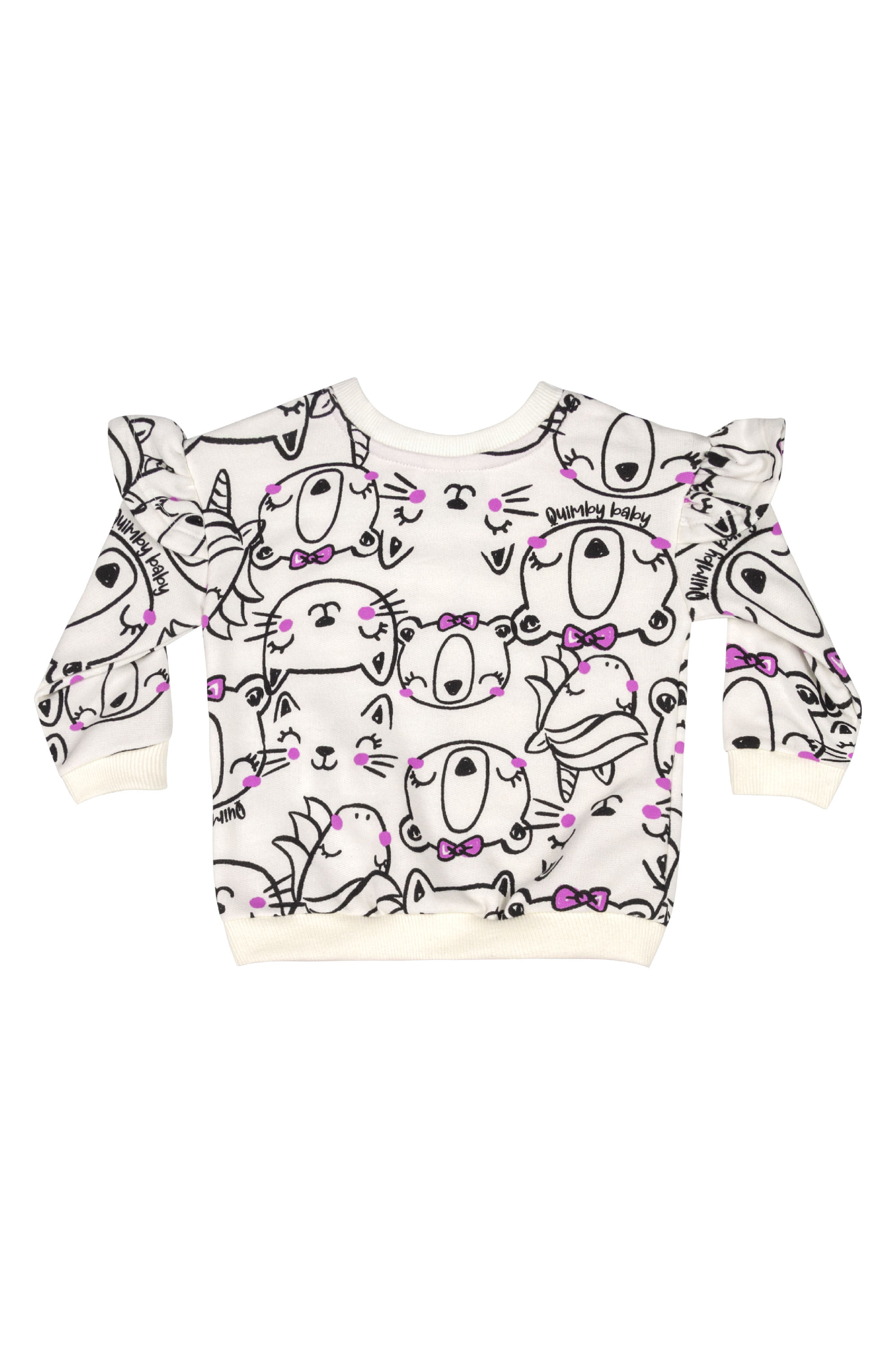 Conjunto Blusão e Calça para Bebê Menina (Off White) Quimby - Imagem 5