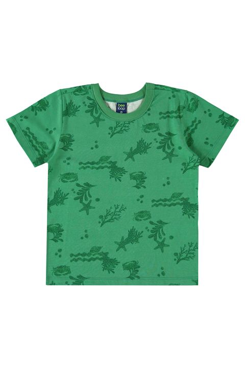 Camiseta em Meia Malha para Menino (Verde Claro) Bee Loop
