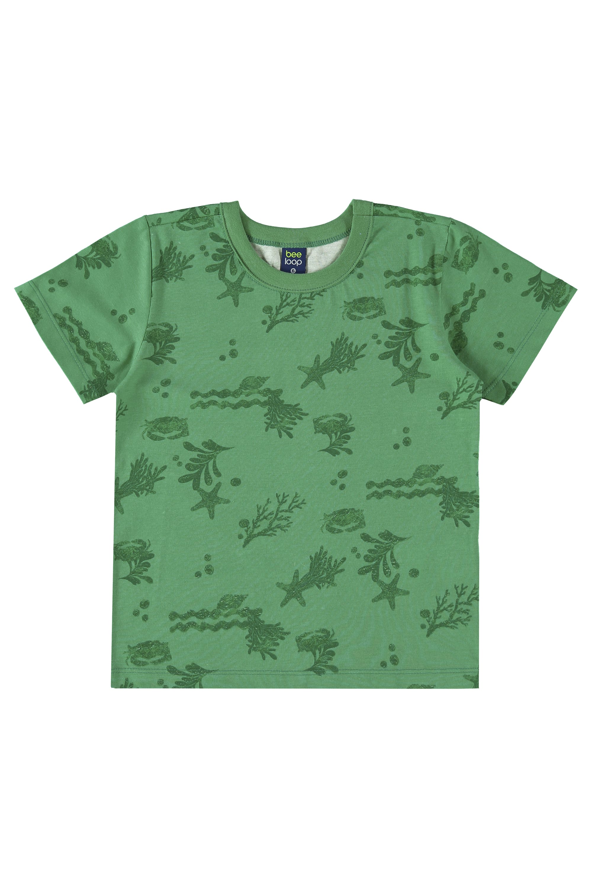 Camiseta em Meia Malha para Menino (Verde Claro) Bee Loop