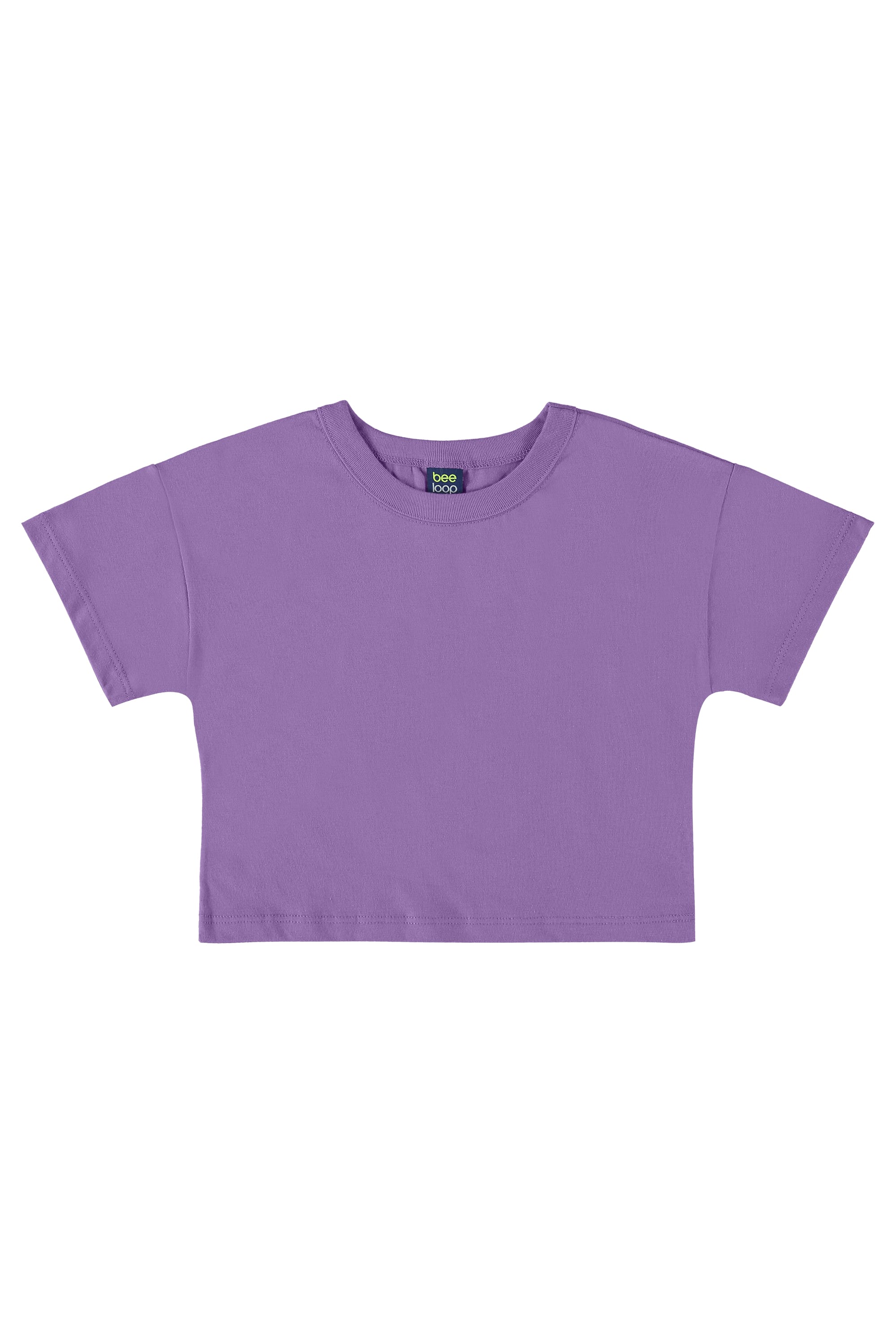 Camiseta Básica Infantil em Meia Malha para Menina (Roxo) Bee Loop