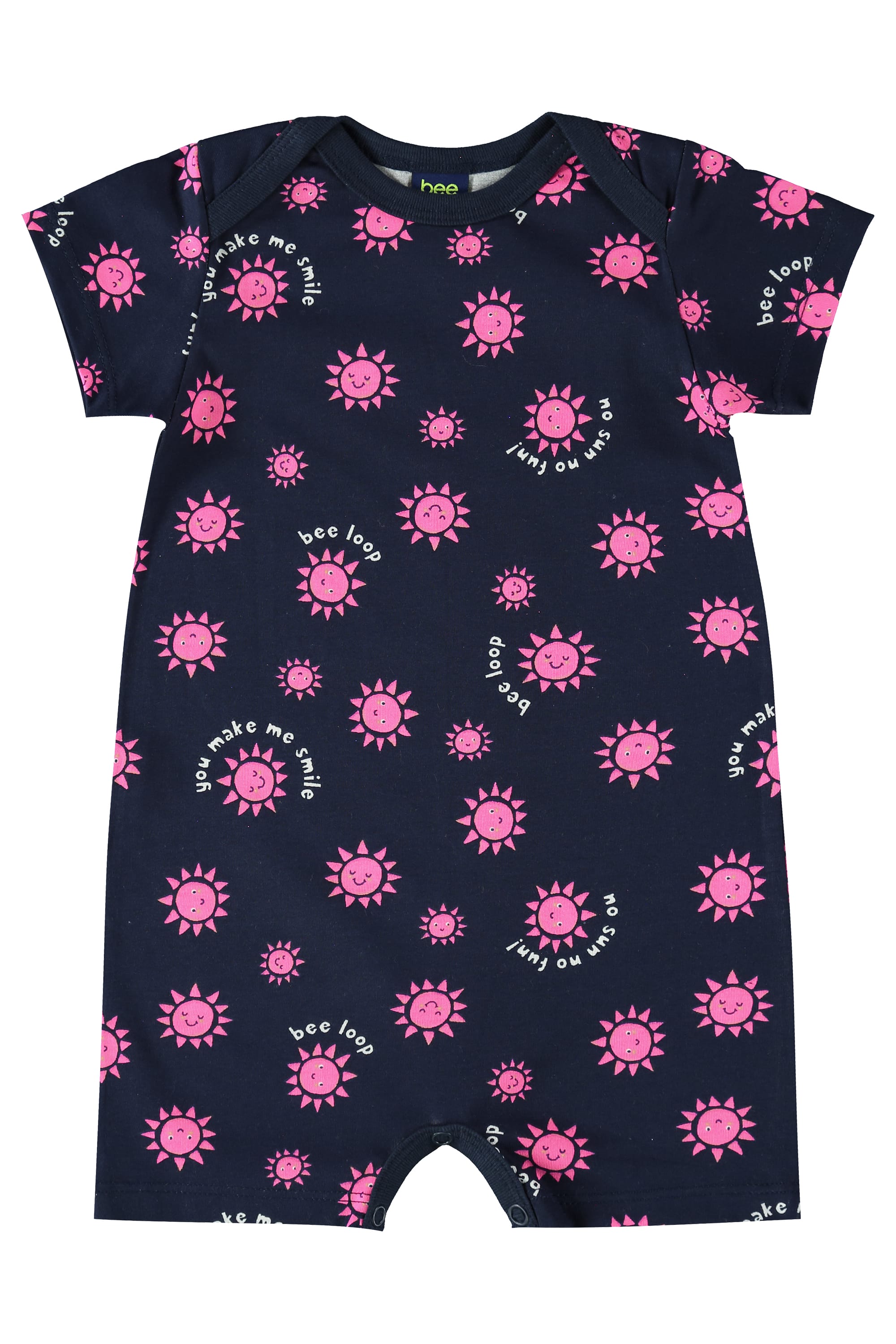 Macaquinho em Meia Malha para Bebê Menina (Azul Marinho) Bee Loop