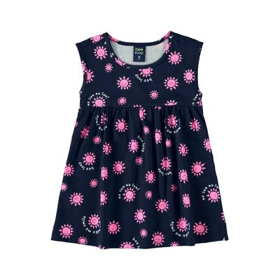 Vestido em Meia Malha para Bebê Menina (Azul Marinho) Bee Loop