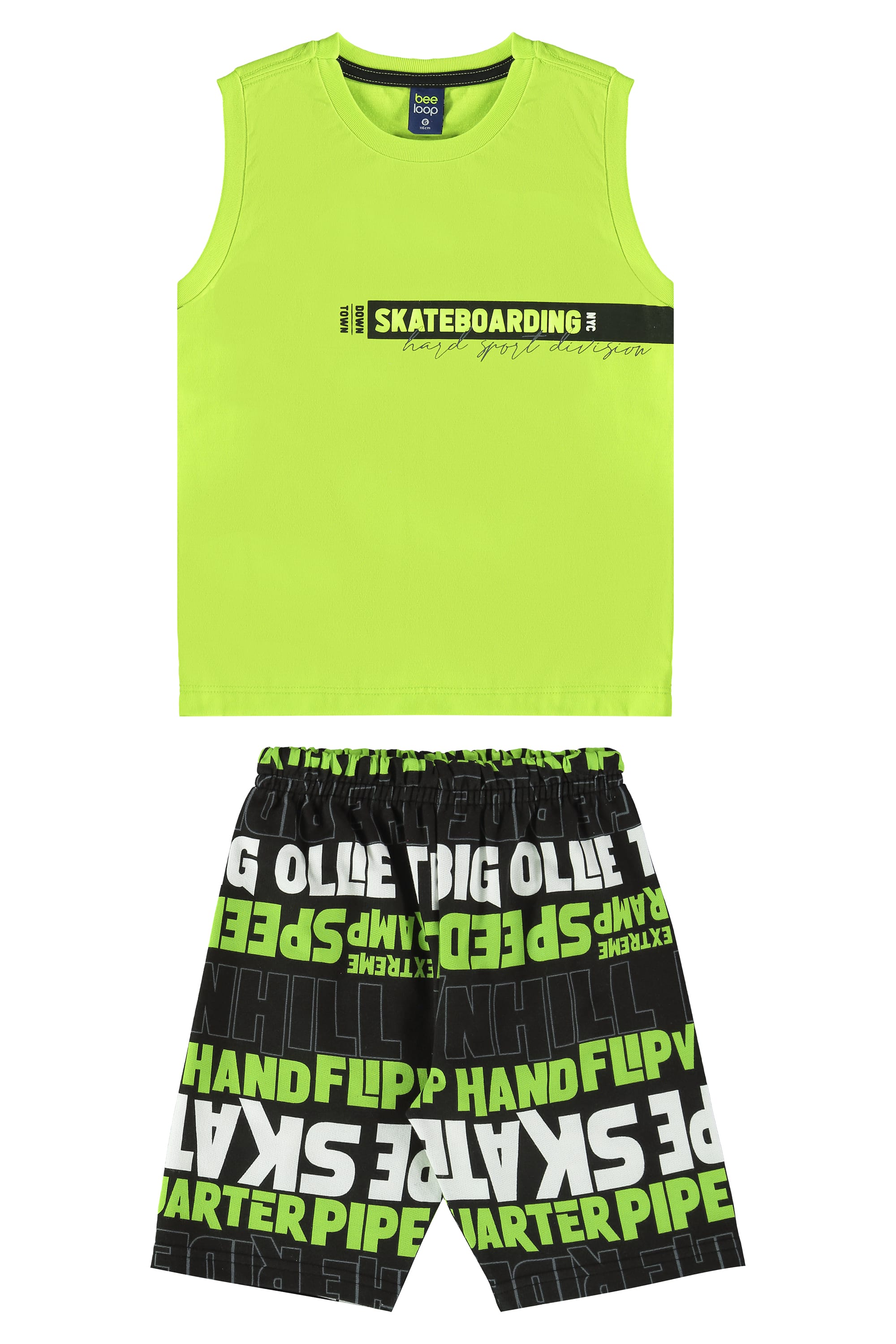 Conjunto Infantil com Regata e Bermuda para Menino (Verde) Bee Loop