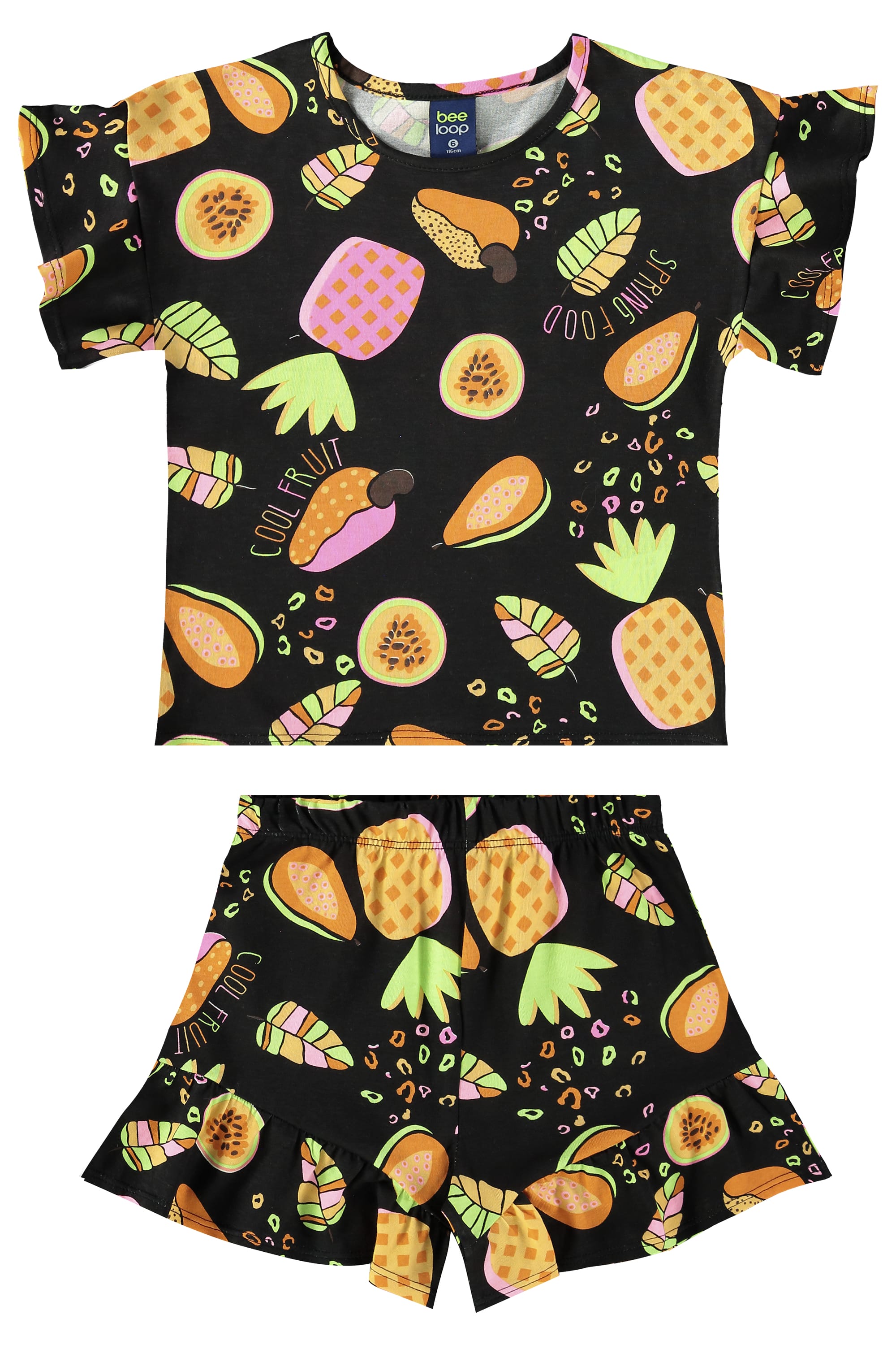 Conjunto Infantil com Blusa e Short para Menina (Preto) Bee Loop - Imagem 2