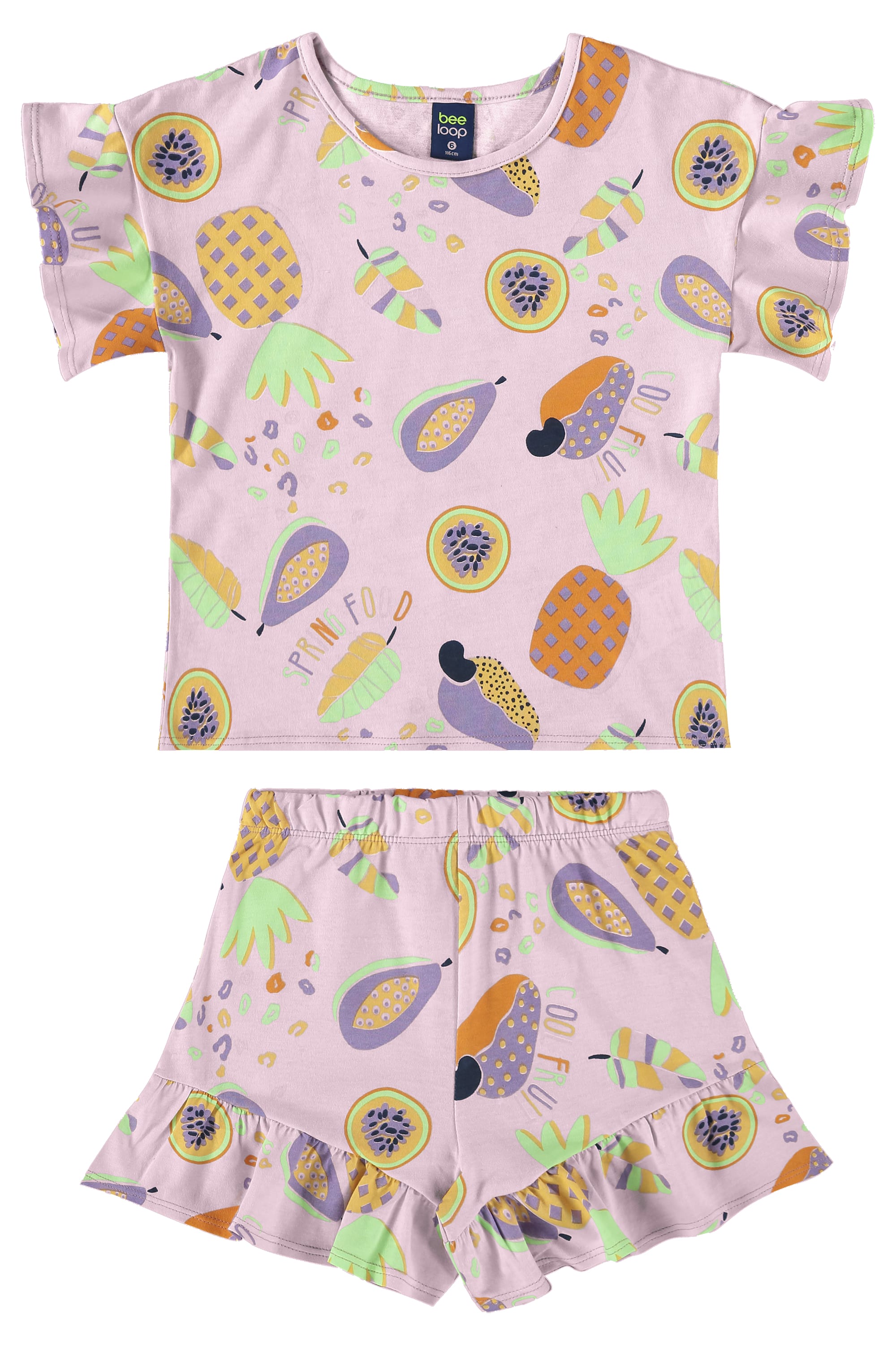 Conjunto Infantil com Blusa e Short para Menina (Roxo) Bee Loop