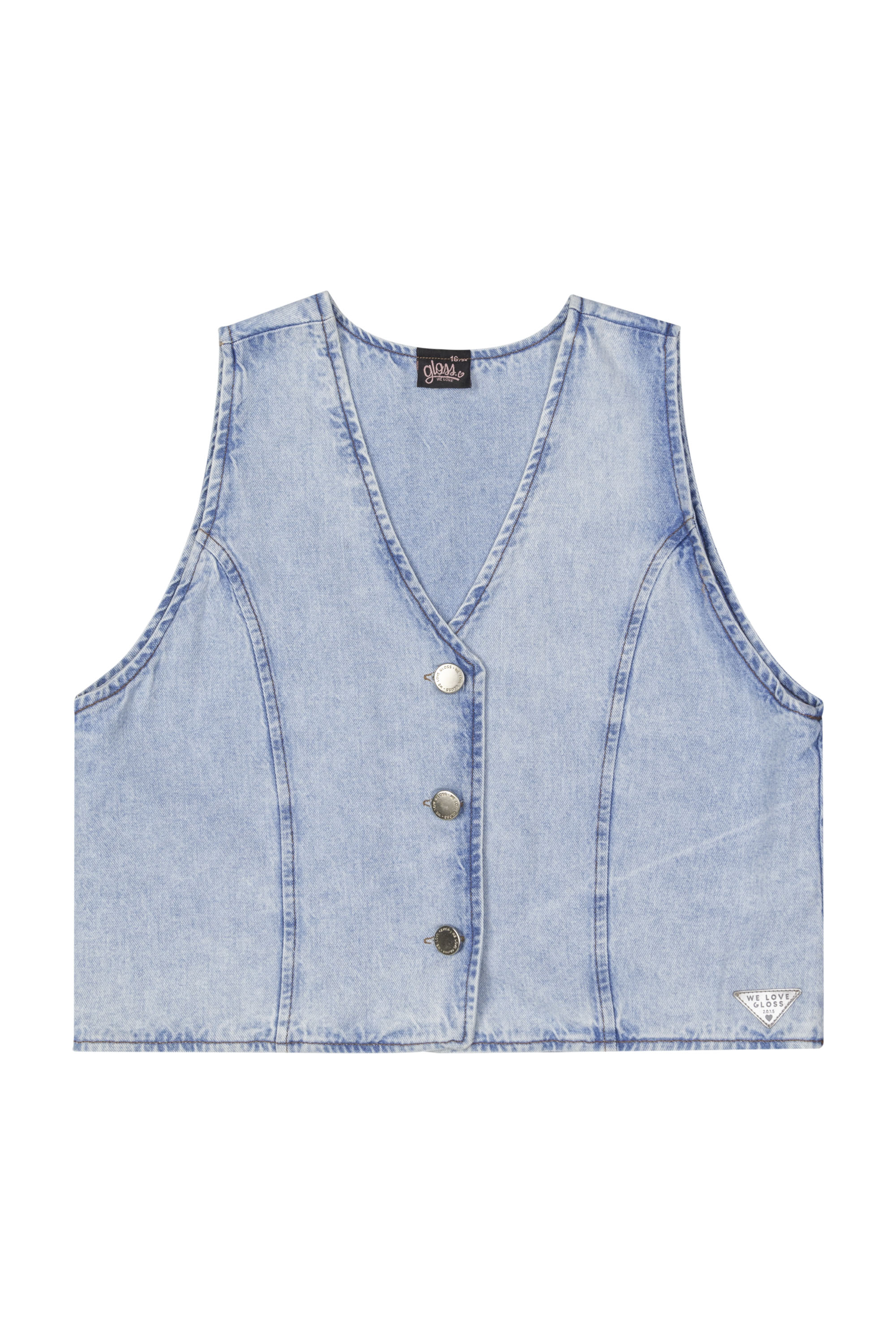 Colete Cropped Jeans Juvenil (Azul) Gloss - Imagem 2