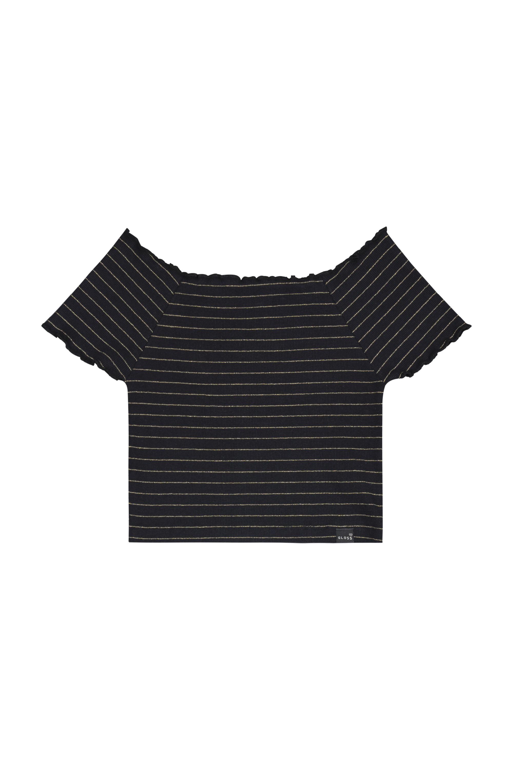 Top Cropped Listrado em Ribana Juvenil (Preto) Gloss - Imagem 2