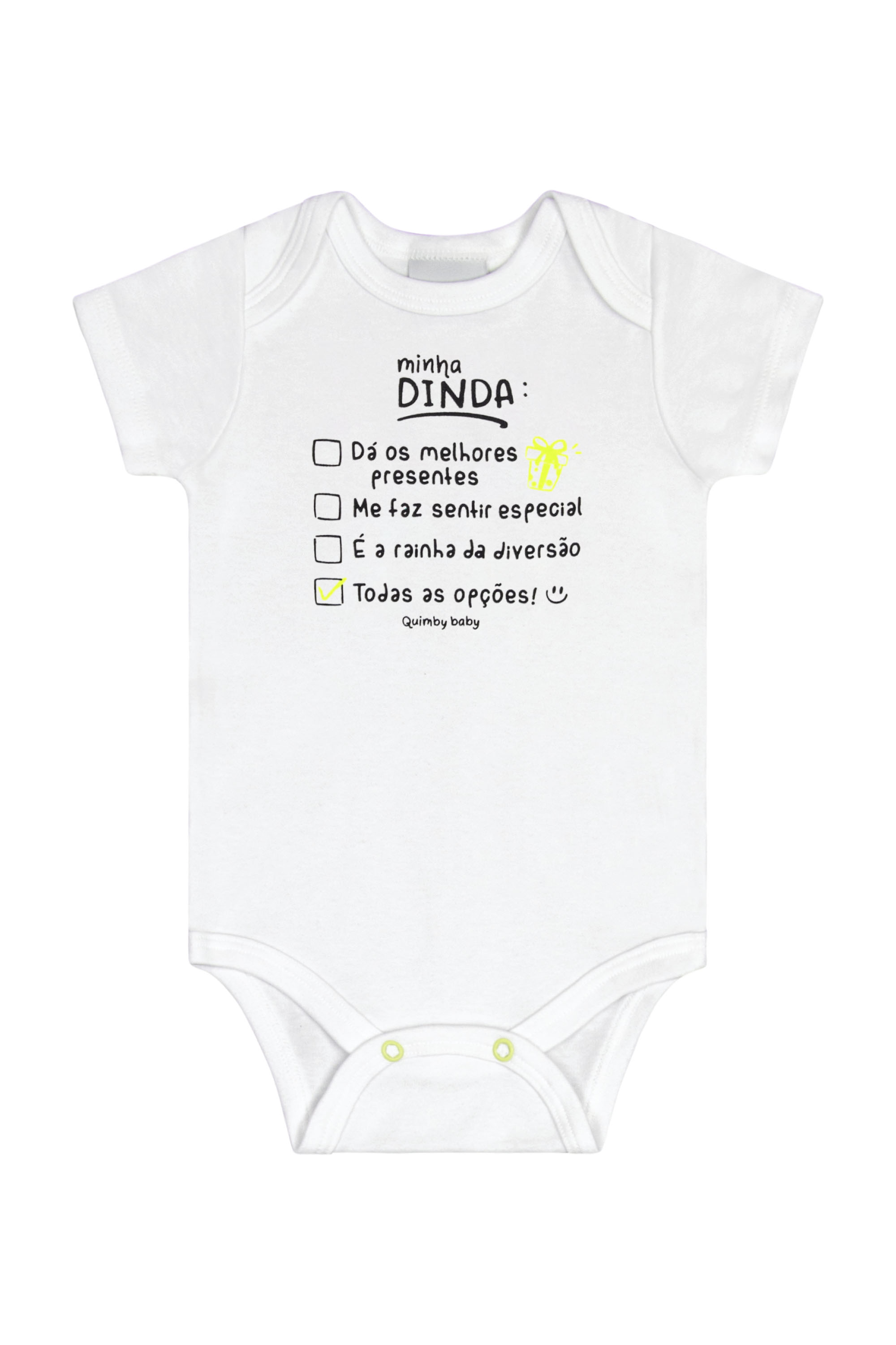 Body Unissex em Suedine para Bebê (Branco) Quimby