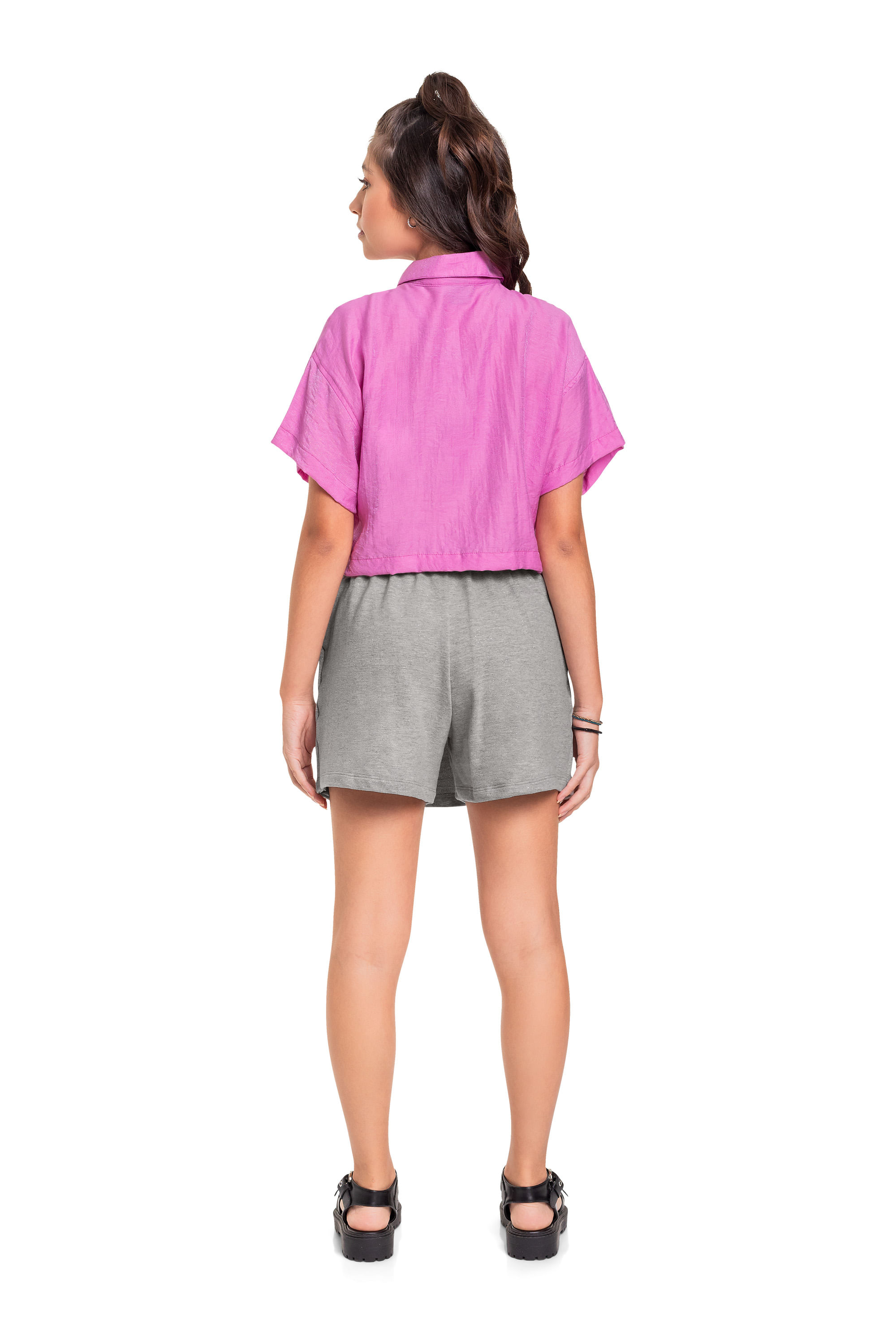 Short-Saia em Moletom Juvenil (Cinza) Gloss - Imagem 3
