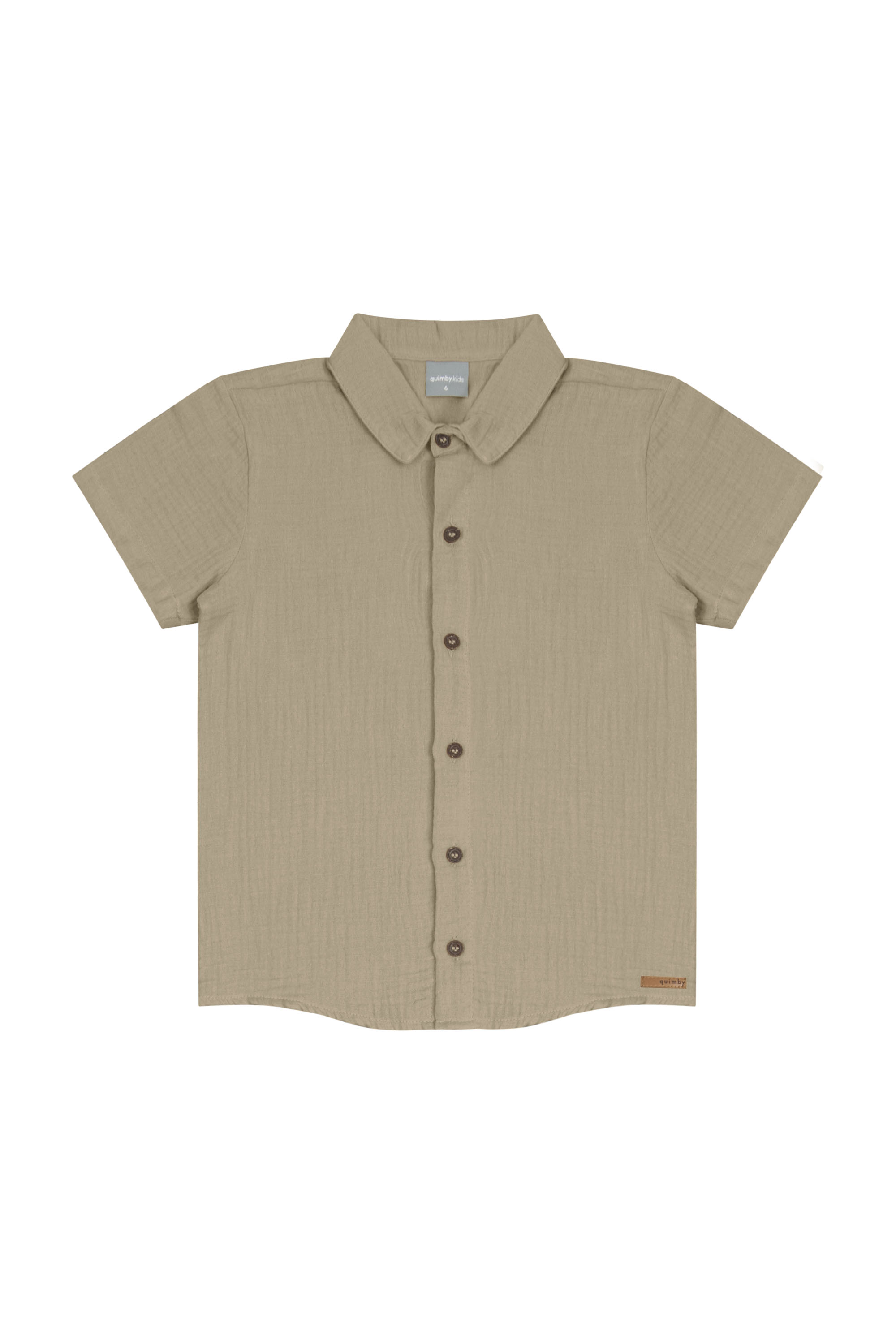Camisa Infantil em Tecido para Menino (Marrom) Quimby - Imagem 2