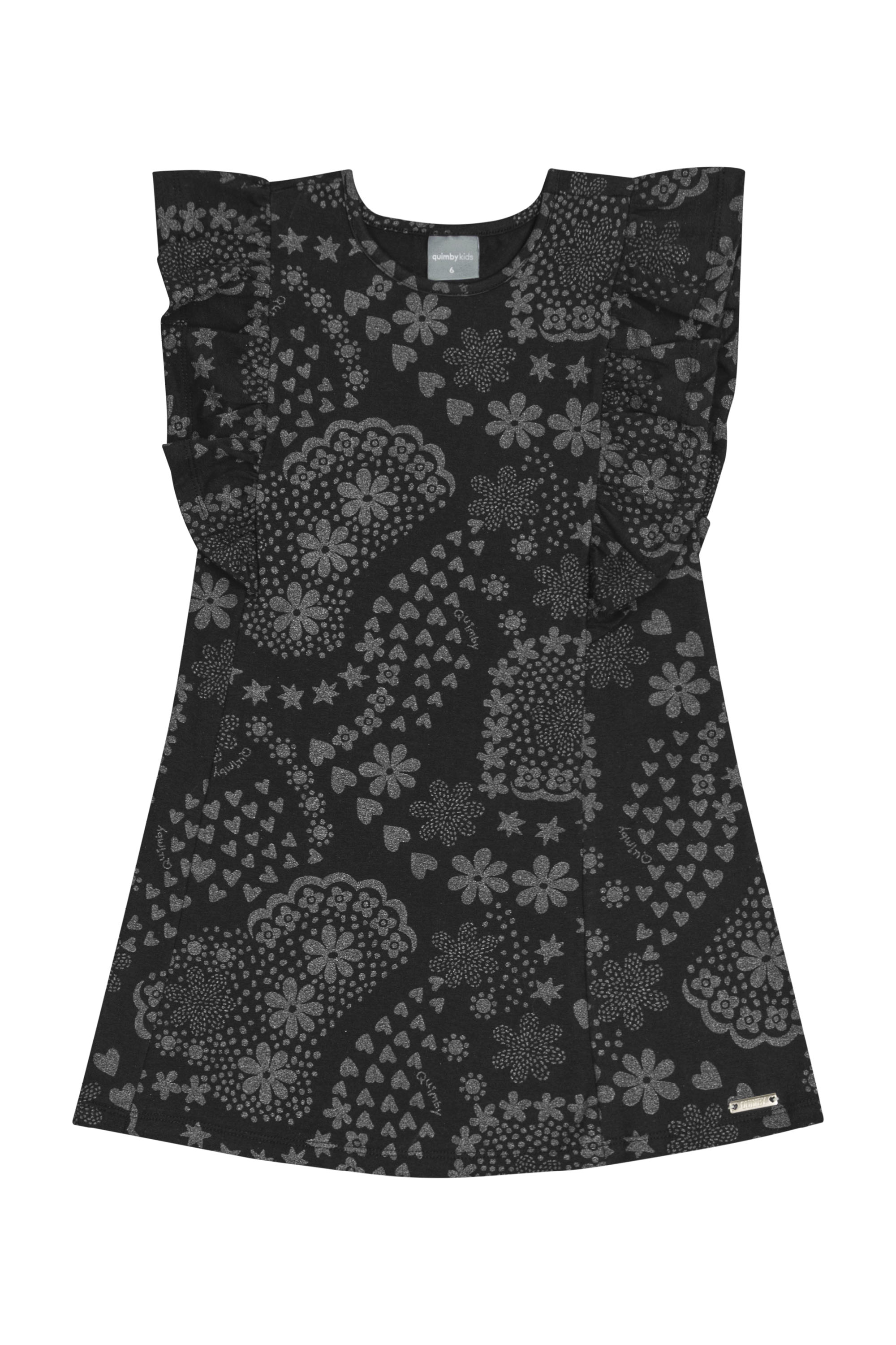 Vestido Infantil em Cotton para Menina (Preto) Quimby - Imagem 2
