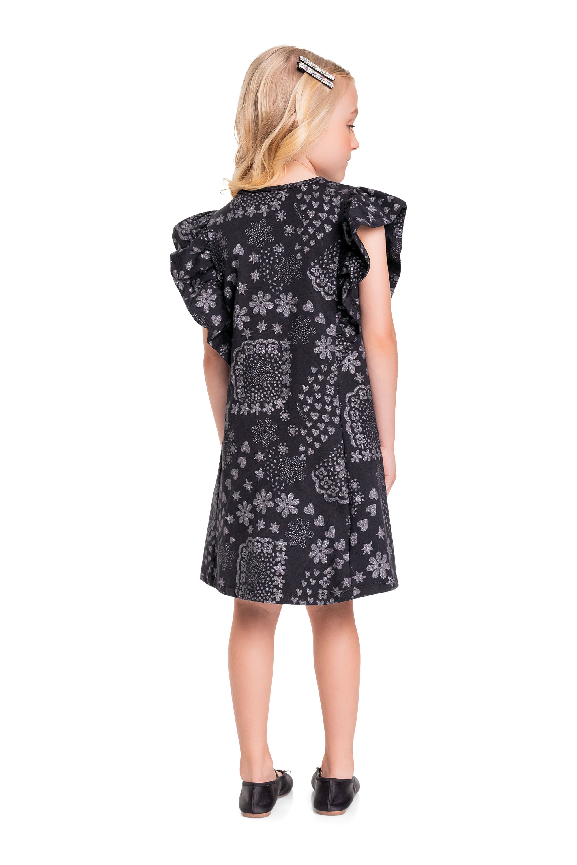 Vestido Infantil em Cotton para Menina (Preto) Quimby - Imagem 3