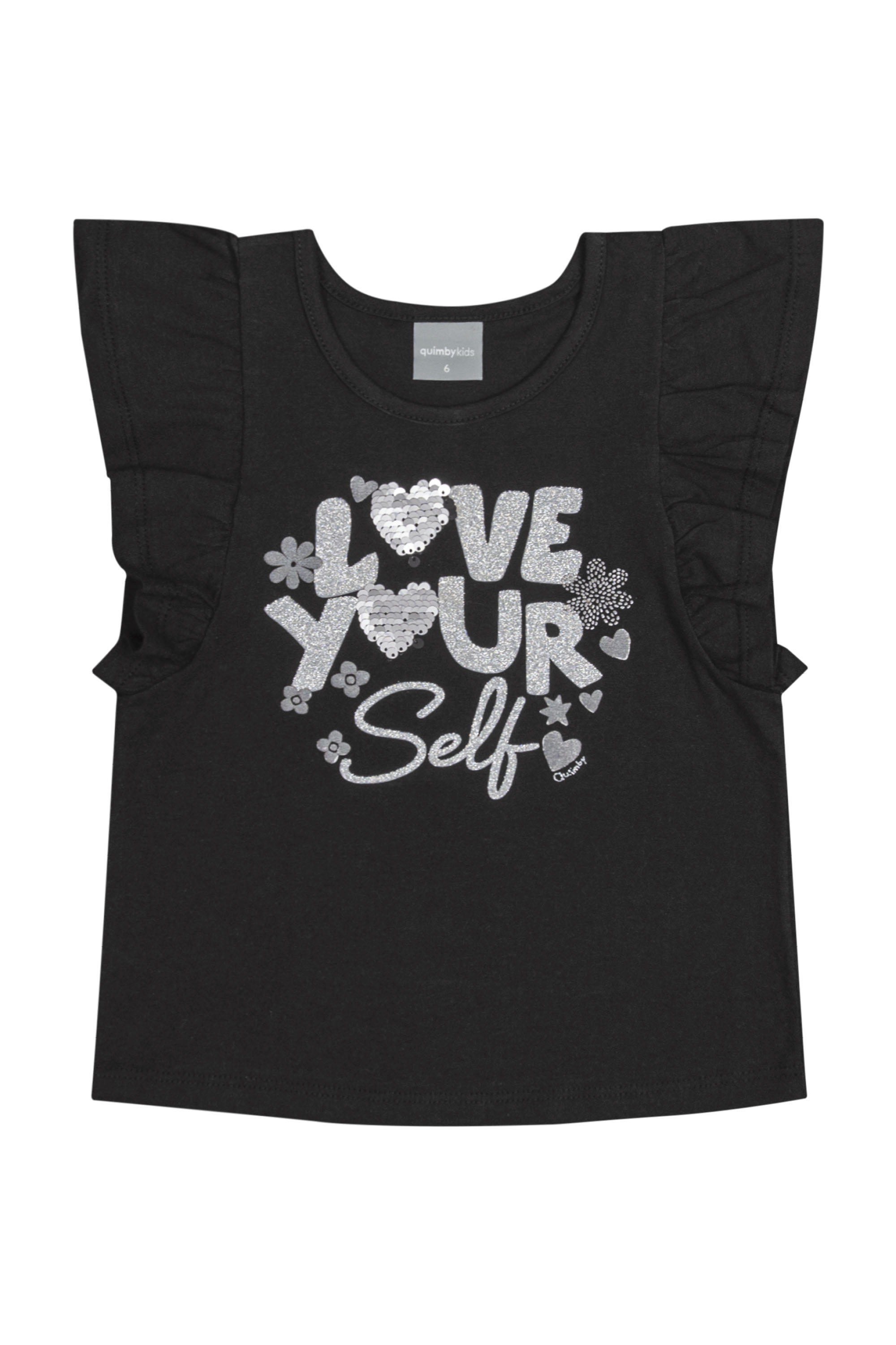 Blusa Infantil em Meia Malha para Menina (Preto) Quimby - Imagem 2