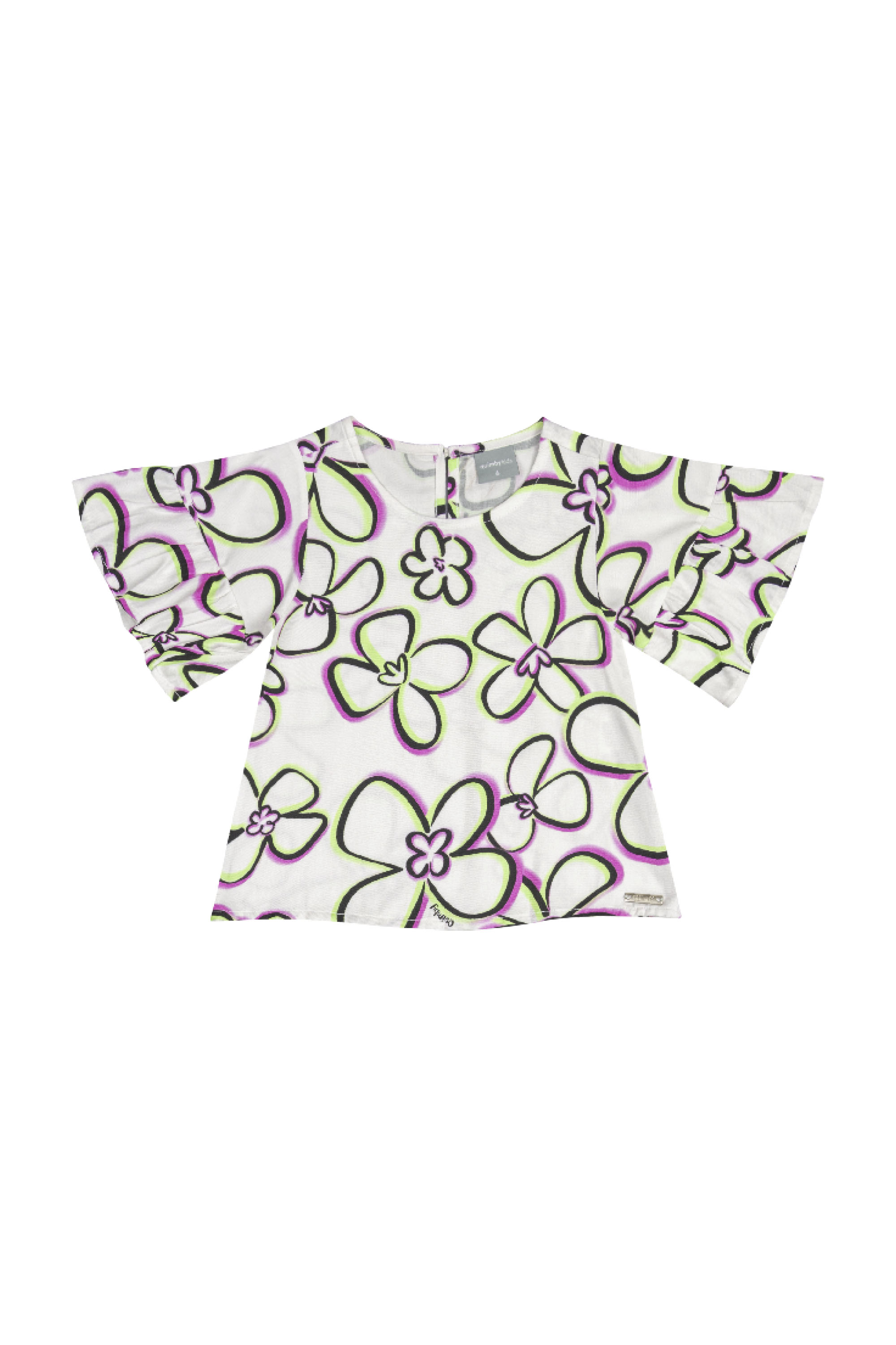 Conjunto Infantil com Bata e Short em Viscose para Menina (Off White) Quimby - Imagem 3