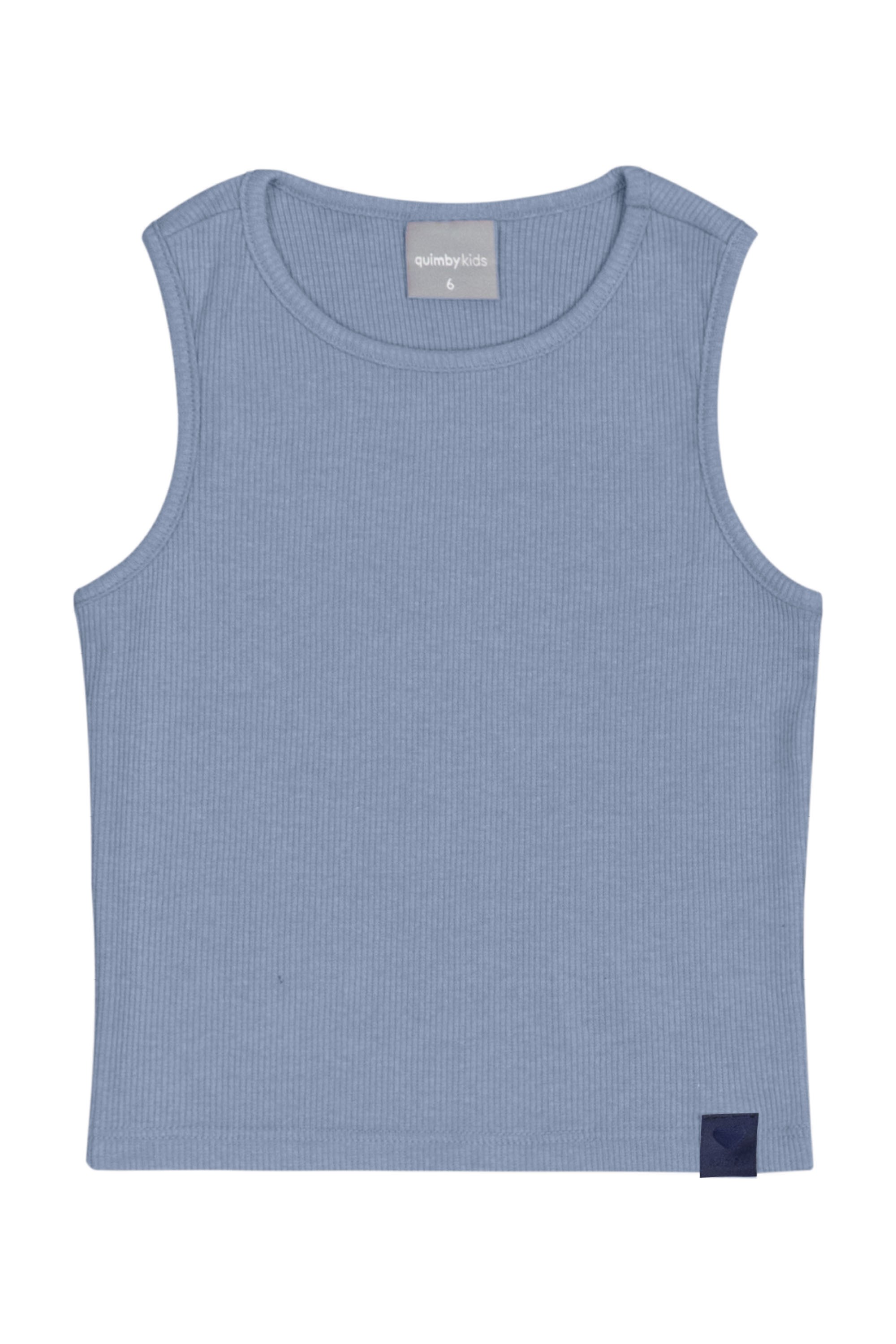 Cropped Básico Infantil em Ribana para Menina (Azul) Quimby