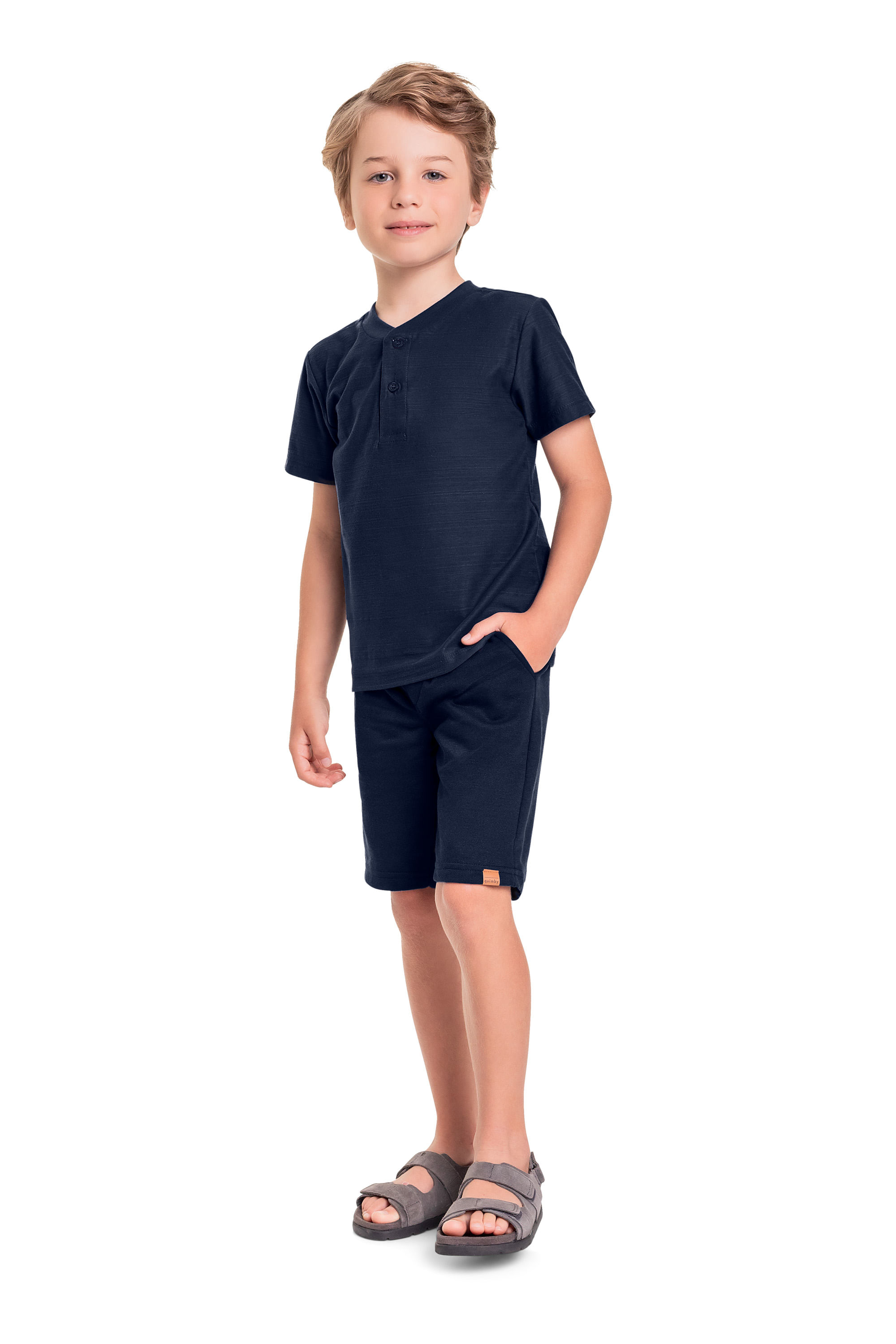Bermuda Infantil em Moletom para Menino (Azul Marinho) Quimby