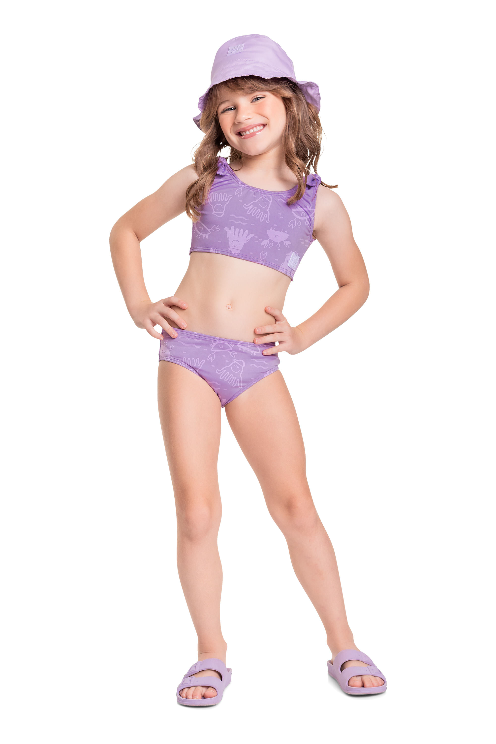 Biquíni Infantil com Estampa Revela na Água e FPS +50 (Roxo) Quimby - Imagem 5