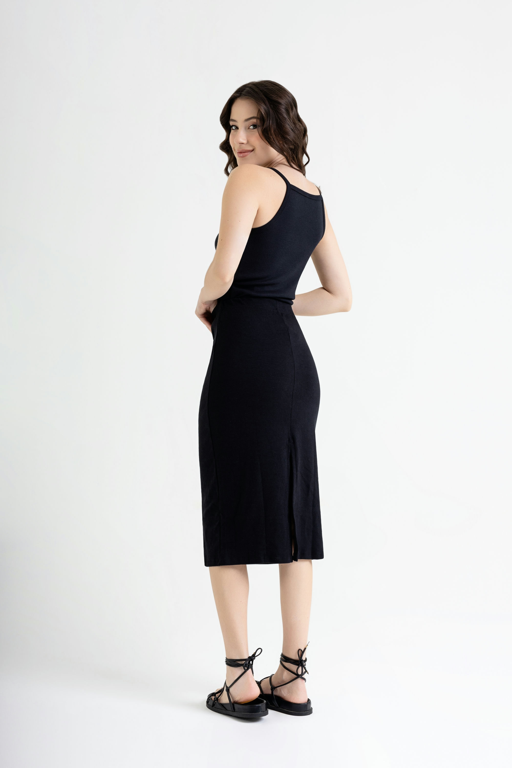 Saia Midi Básica em Ribaninha (Preto) Just Basic - Imagem 3