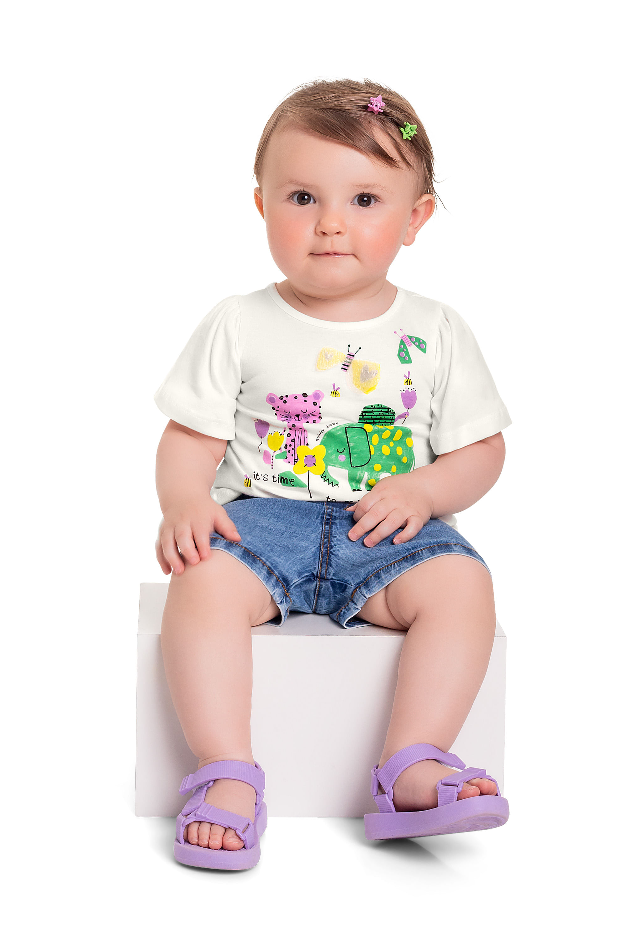 Short Jeans para Bebê Menina (Azul) Quimby - Imagem 2