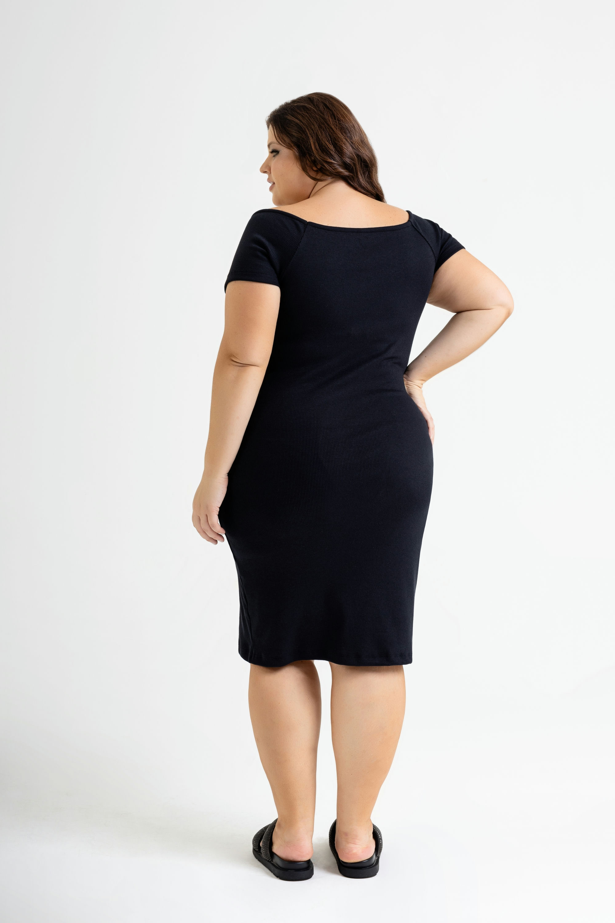 Vestido Ombro a Ombro em Ribana (Preto) Just Basic - Imagem 4