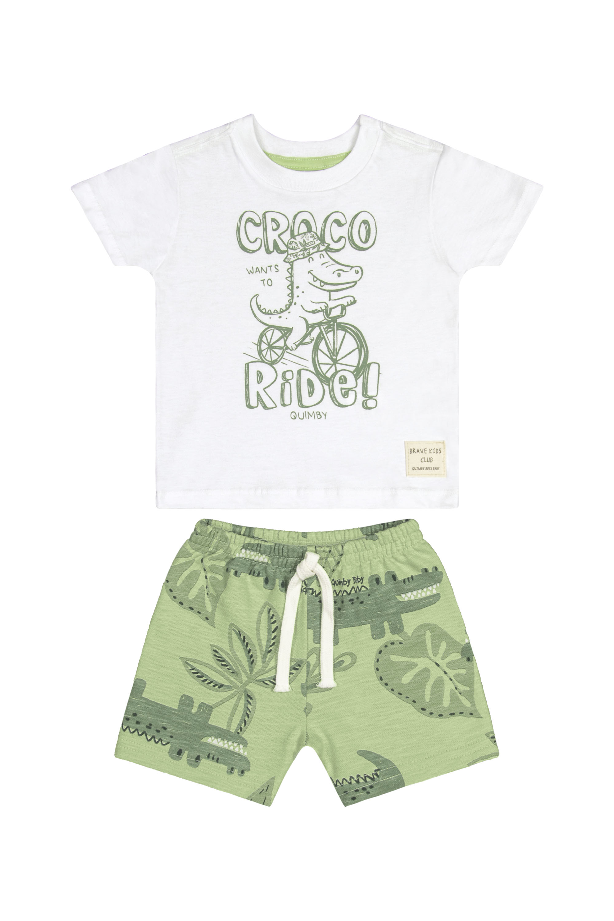 Conjunto com Camiseta e Bermuda para Bebê Menino (Branco) Quimby - Imagem 2