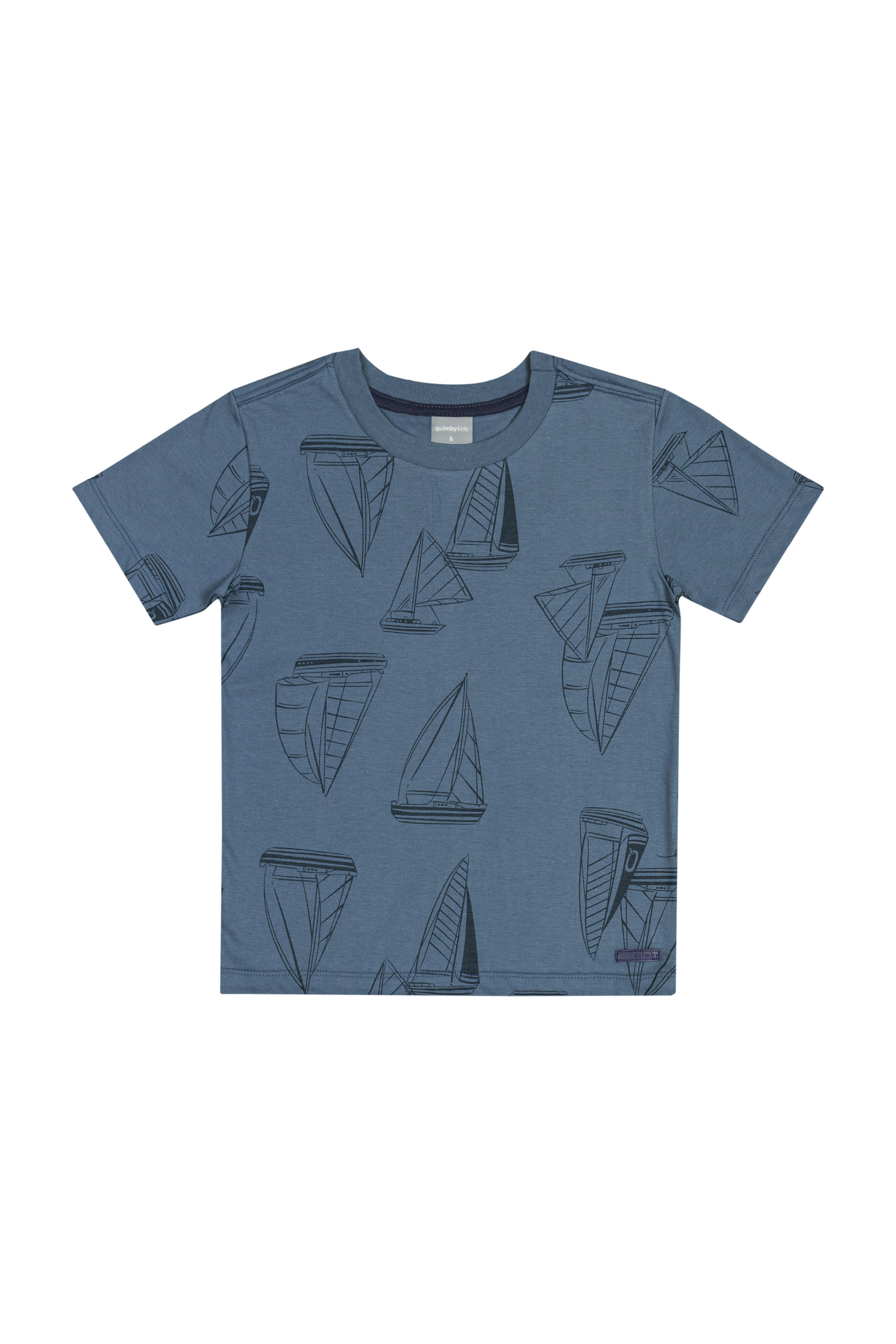 Camiseta Infantil em Meia Malha para Menino (Azul) Quimby - Imagem 2