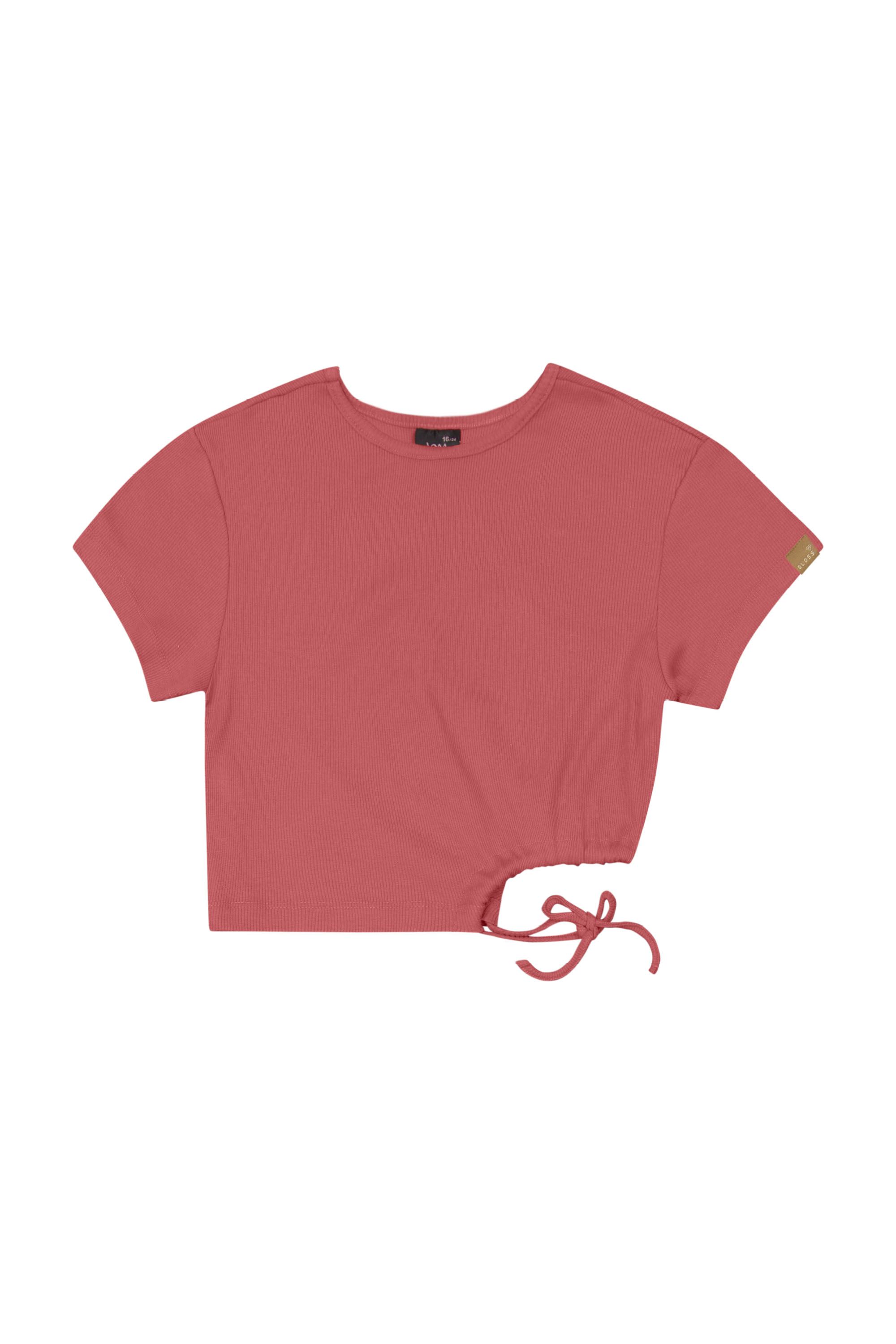 Blusa Cropped Básica em Ribaninha Juvenil (Coral) Gloss - Imagem 2